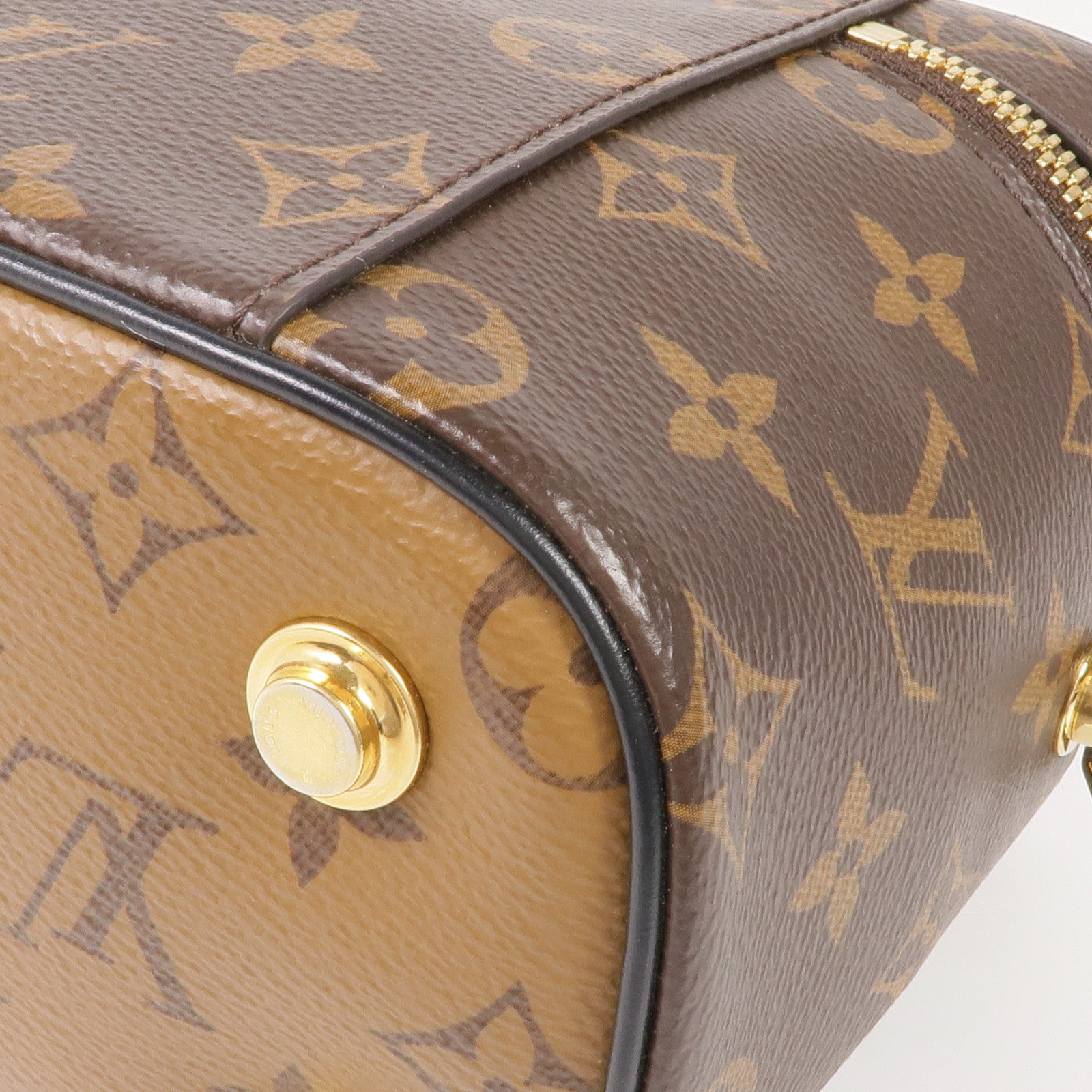 LOUIS VUITTON Monogram/Monogram Reverse Vanity PM金扣手挽肩背兩用袋棕色