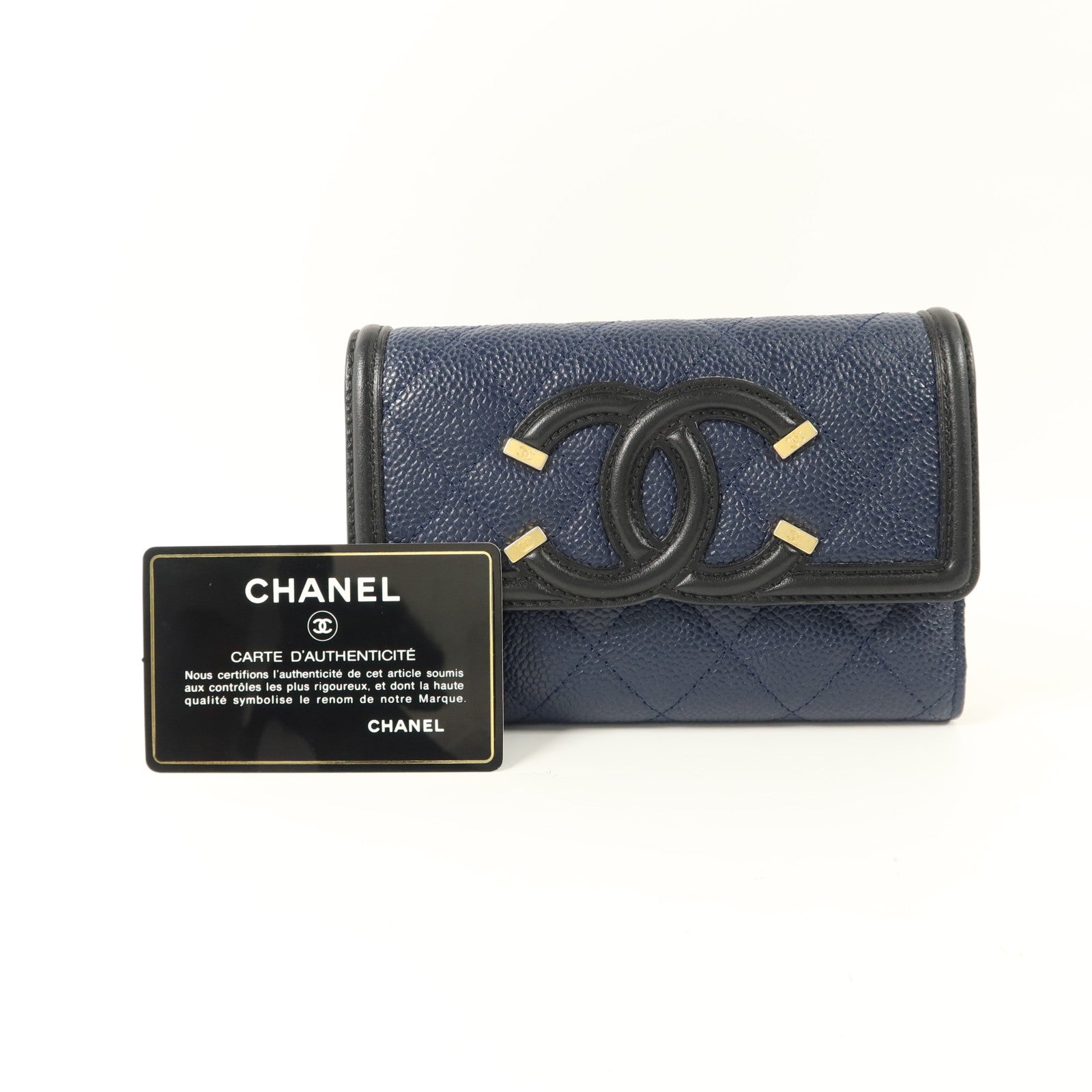 CHANEL 牛皮皮革CC Filigree Flap Wallet錢包