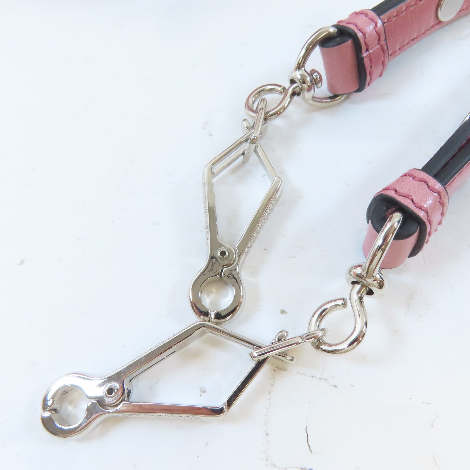 Miu Miu 牛皮皮革2 Way Shoulder銀扣手挽肩背兩用袋粉紅色