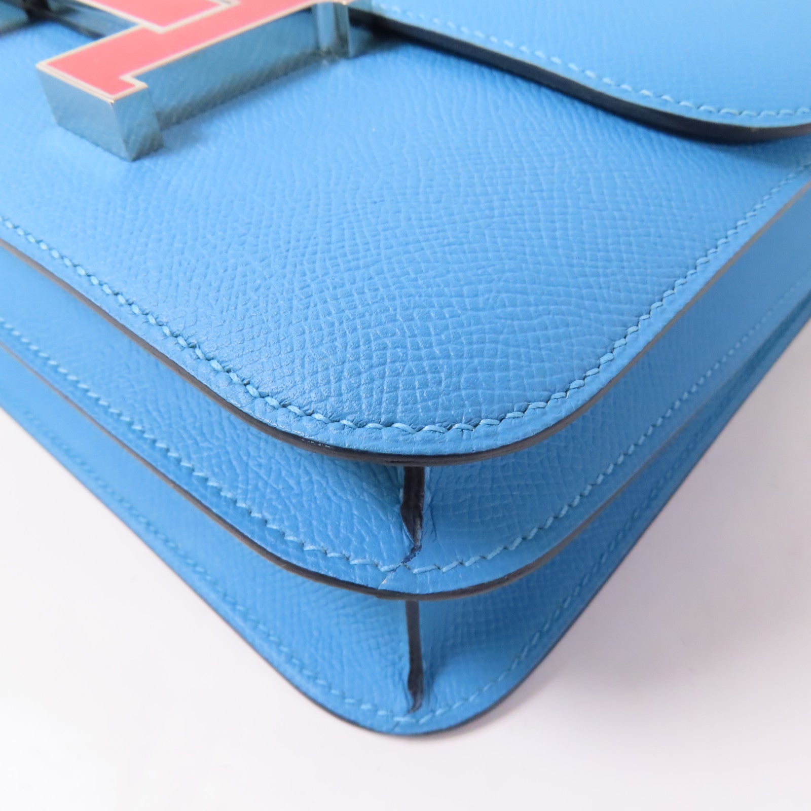 HERMES 【激減優惠】Epsom皮革Constance 24銀扣肩背袋Bleu Du Nord