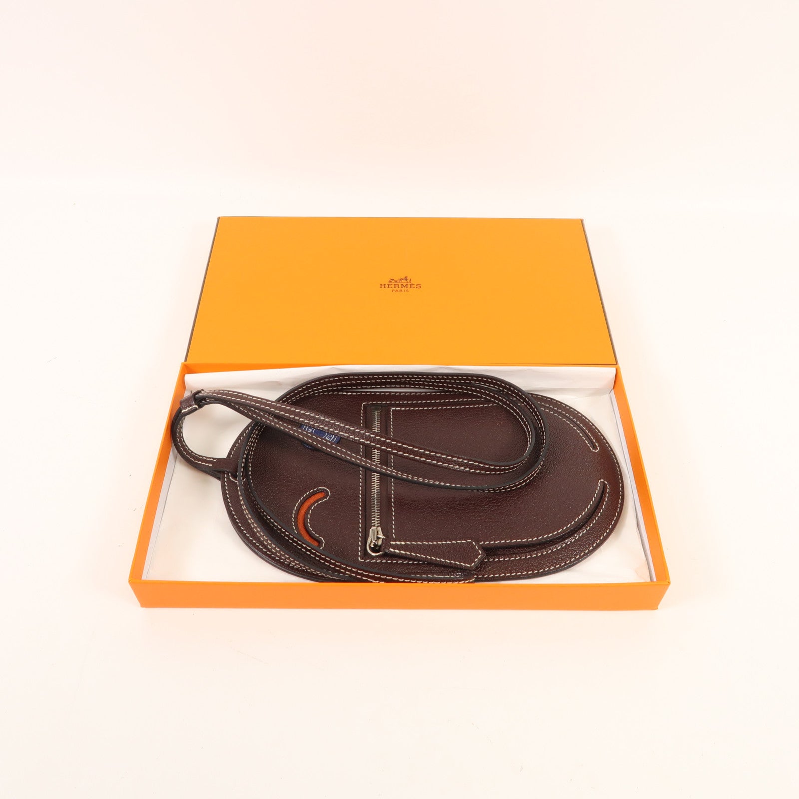 HERMES 【激減優惠】Mysore皮革In The Loop Phone To Go Wink GM銀扣肩背袋Rouge Sellier