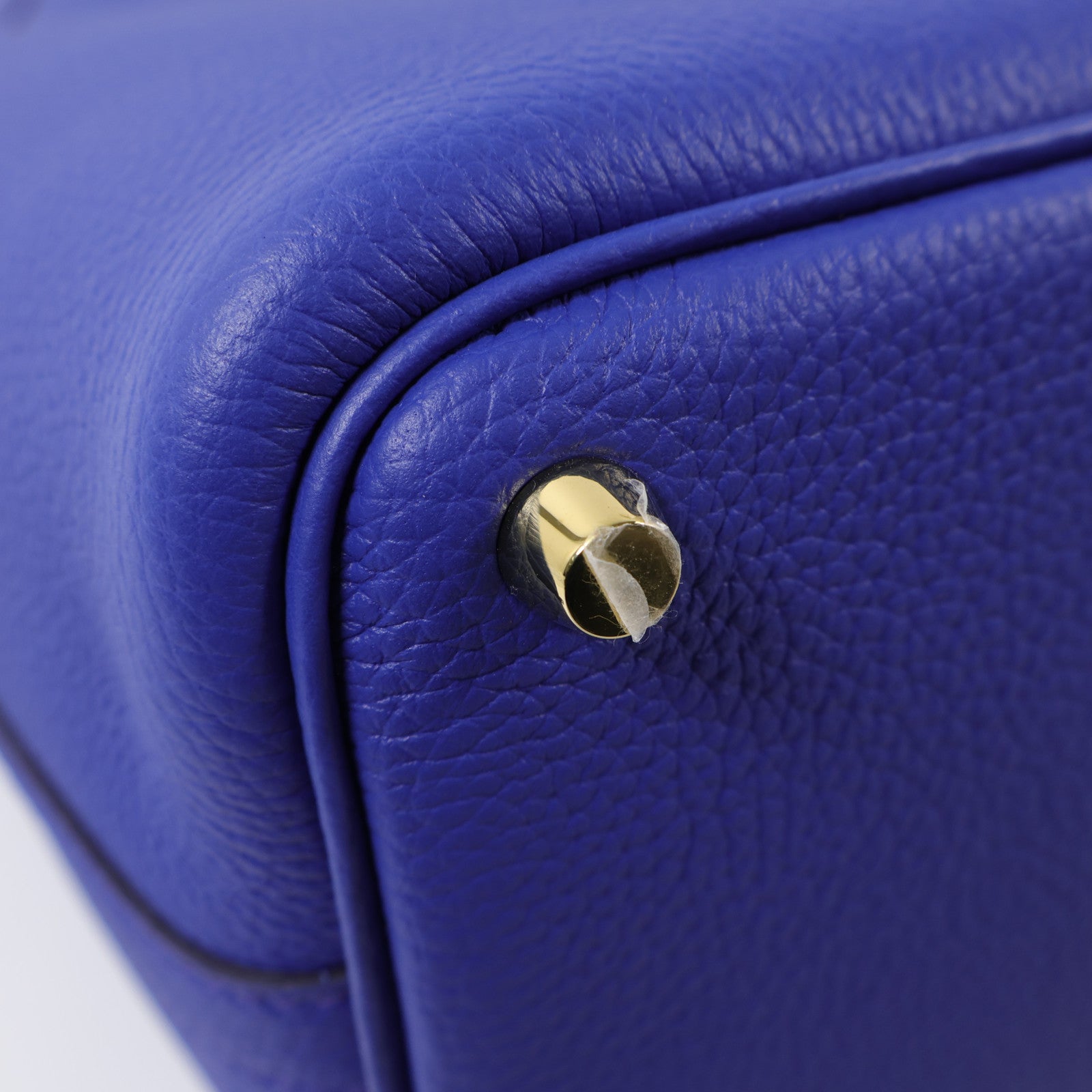 HERMES Clemence皮革Picotin PM金扣手挽袋Bleu Electrique