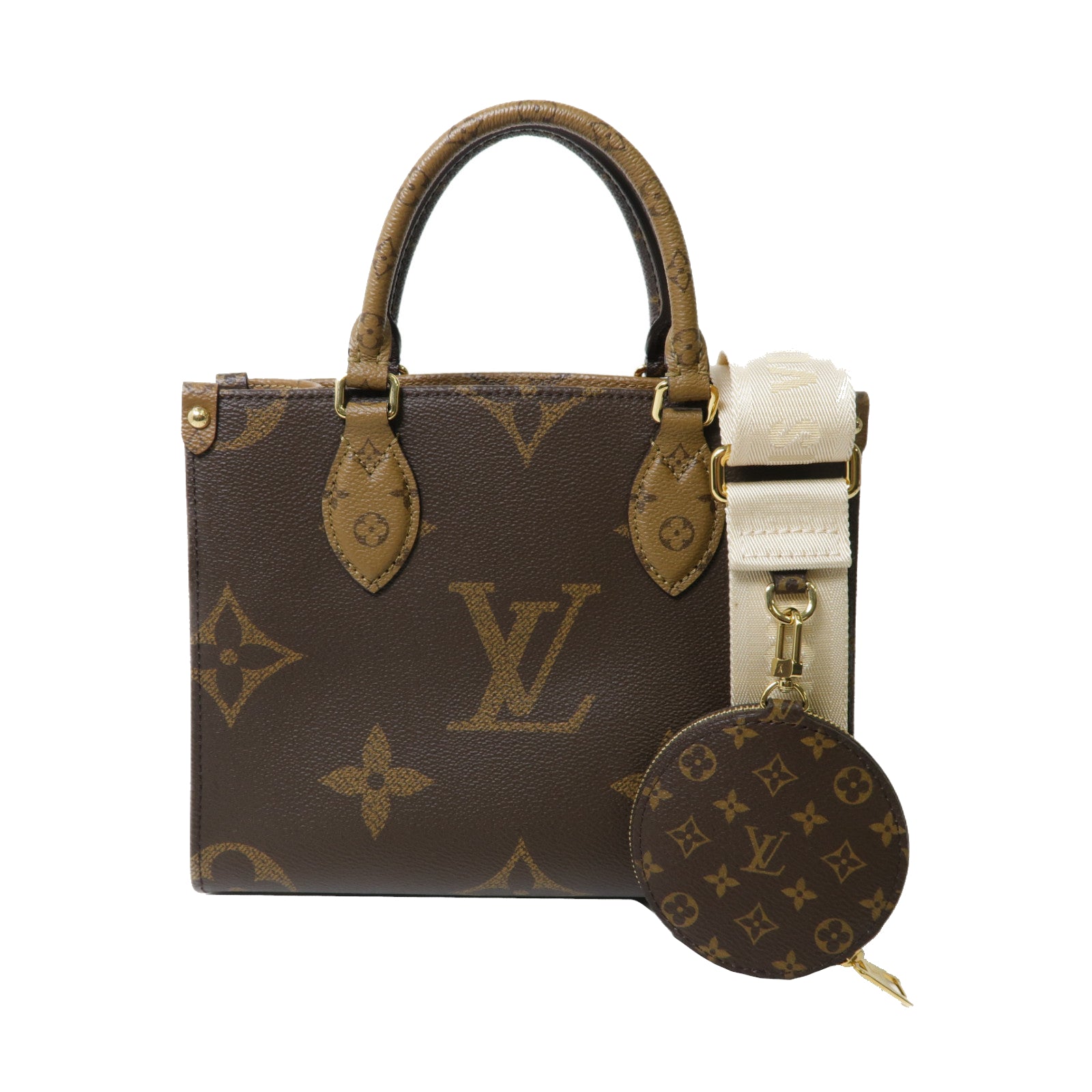 LOUIS VUITTON Monogram OnTheGo PM金扣肩背袋啡色