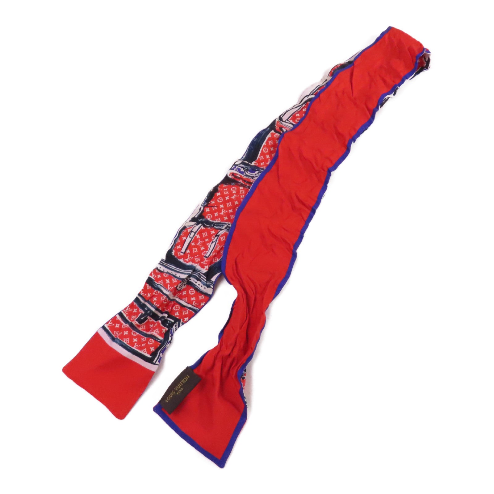LOUIS VUITTON 絲質Band Trunks Monogram Scarf絲巾紅色/彩色