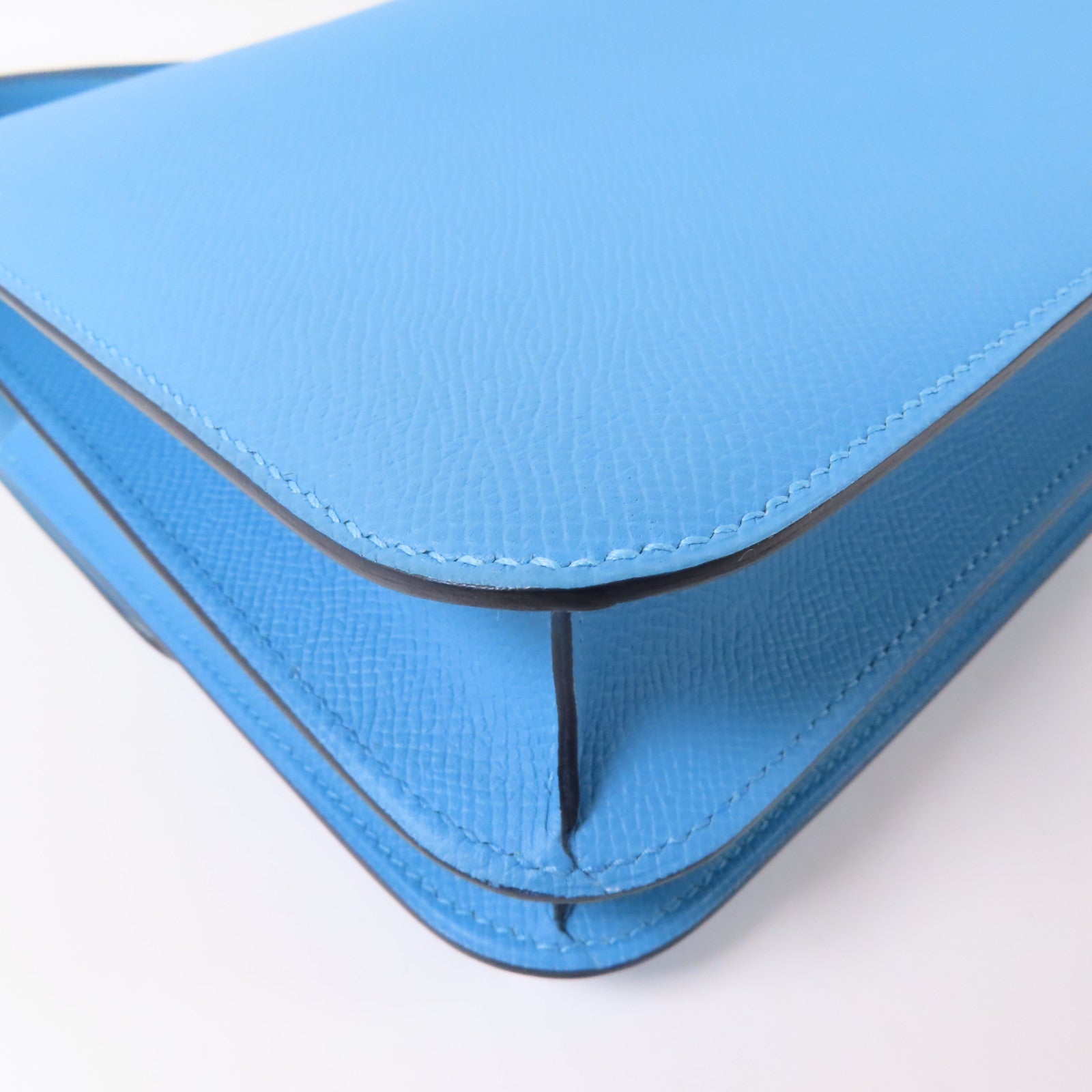 HERMES Epsom皮革Constance 24銀扣肩背袋Bleu Du Nord