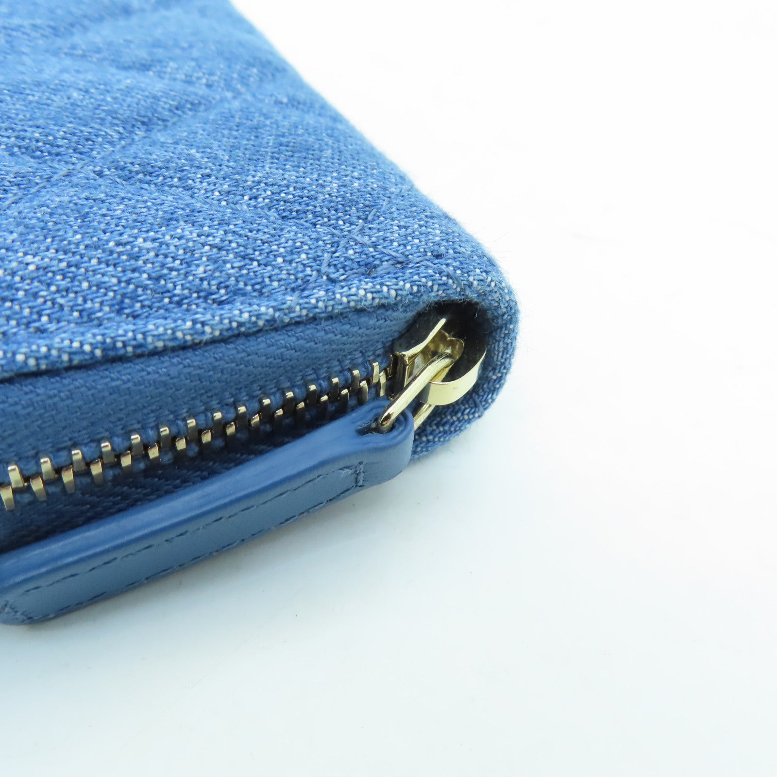 CHANEL 【激減優惠】菱格帆布Chain Shoulder Card Case金扣卡片套藍色