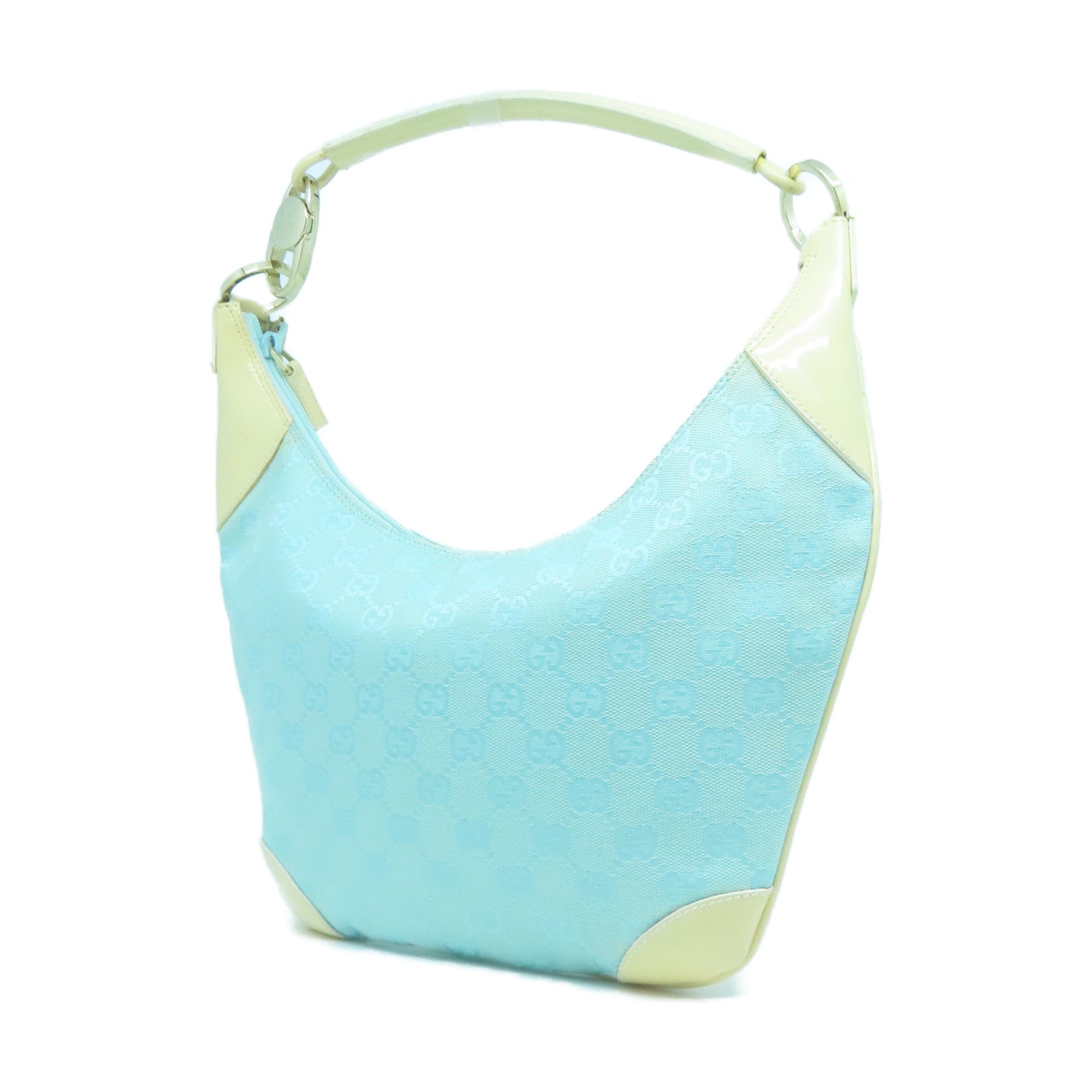 GUCCI 【激減優惠】帆布Shoulder Bag金扣手挽袋綠松石色