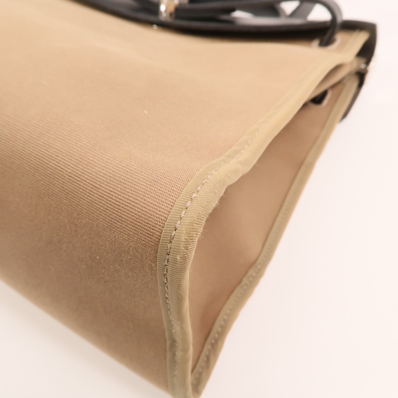 HERMES 帆布Herbag PM銀扣手挽肩背兩用袋Etoupe