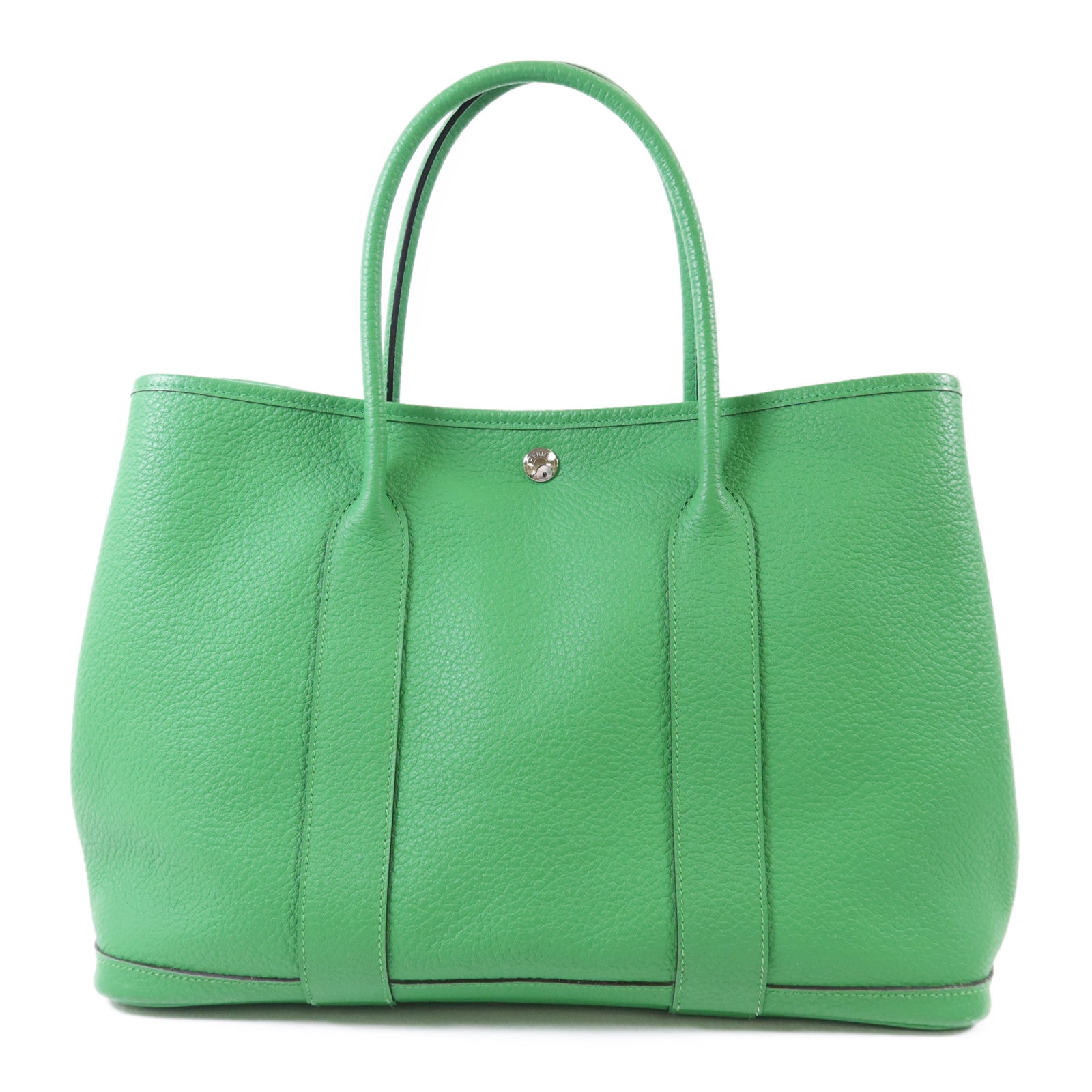 HERMES Negonda皮革Garden Party PM銀扣手挽袋Bambou