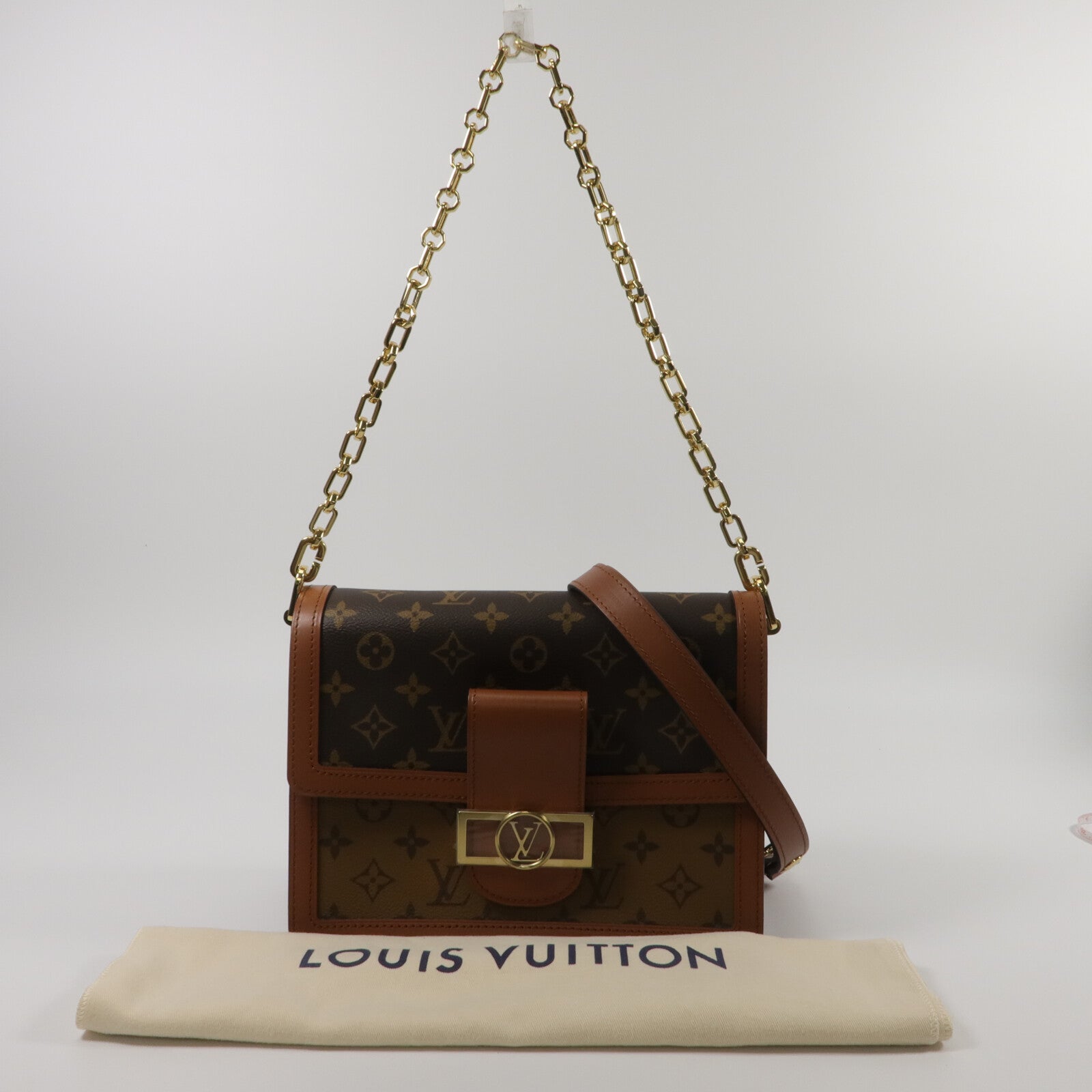 LOUIS VUITTON Monogram Reverse Dauphine MM肩背袋