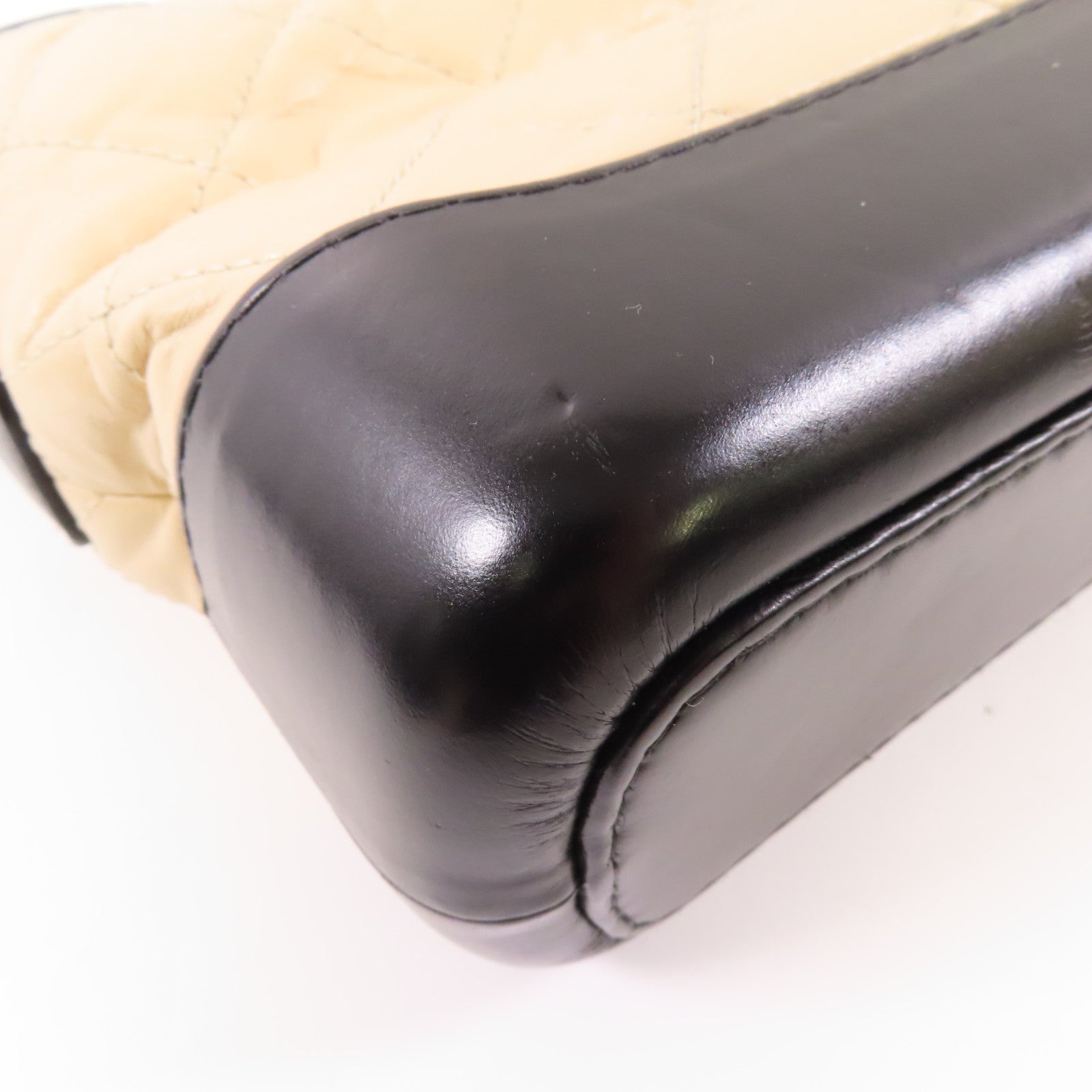 CHANEL CC Gabrielle Small Chain Shoulder Bag Calfskin Leather Beige/Black