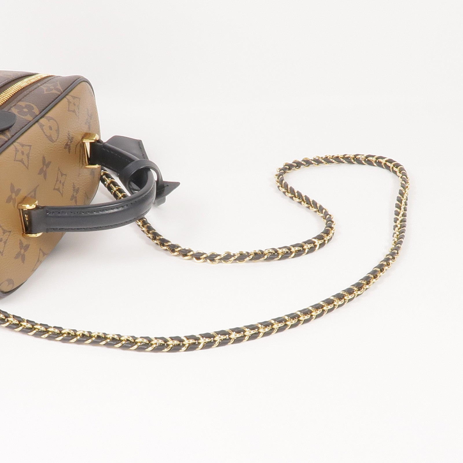 LOUIS VUITTON Monogram/Monogram Reverse Vanity PM金扣手挽肩背兩用袋棕色