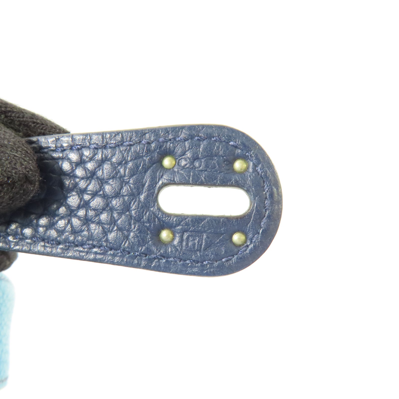HERMES Clemence皮革Lindy 30銀扣肩背袋Bleu Izmir