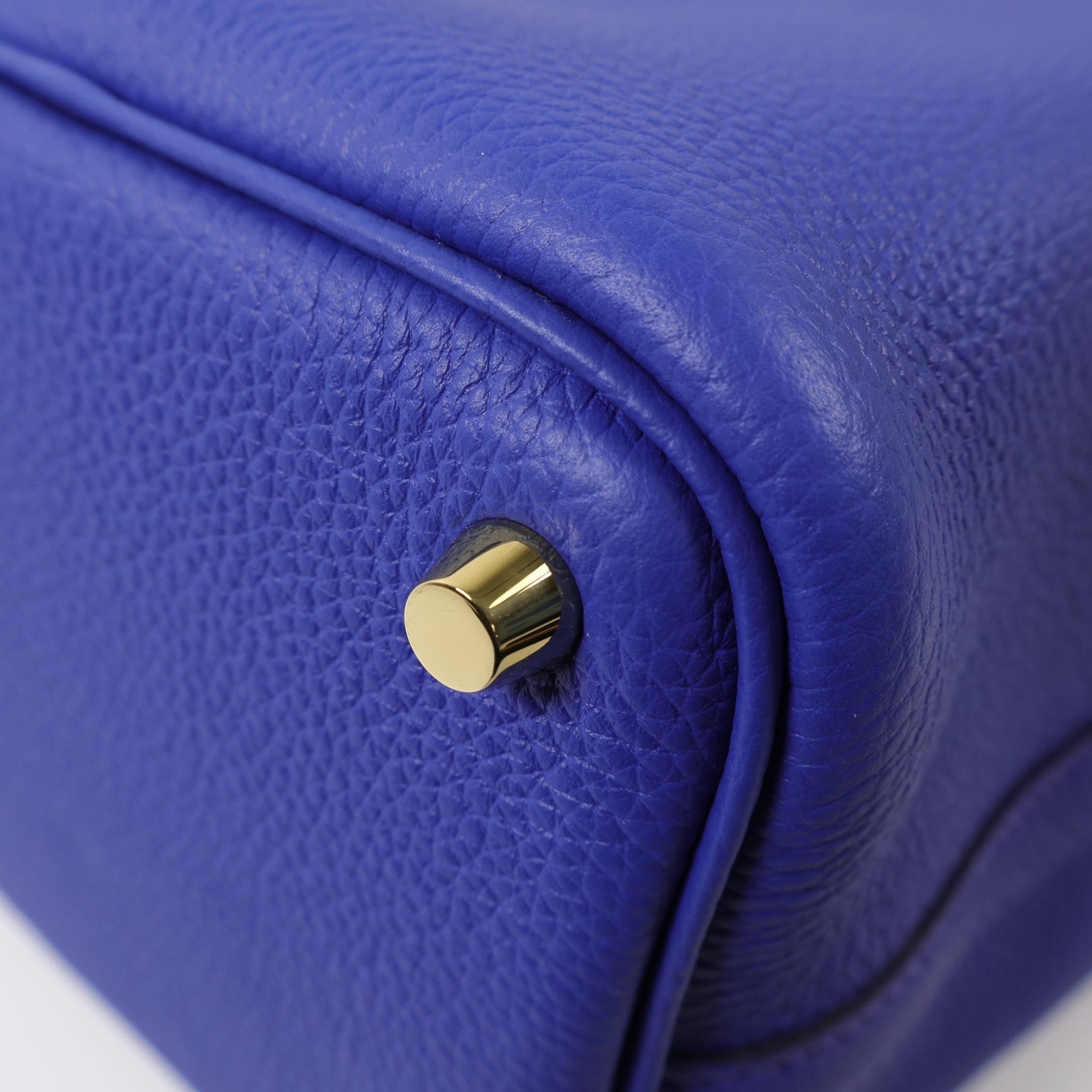 HERMES Clemence皮革Picotin PM金扣手挽袋Bleu Electrique