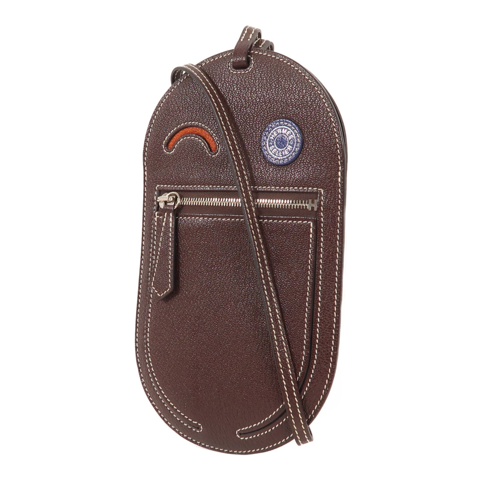 HERMES 【激減優惠】Mysore皮革In The Loop Phone To Go Wink GM銀扣肩背袋Rouge Sellier