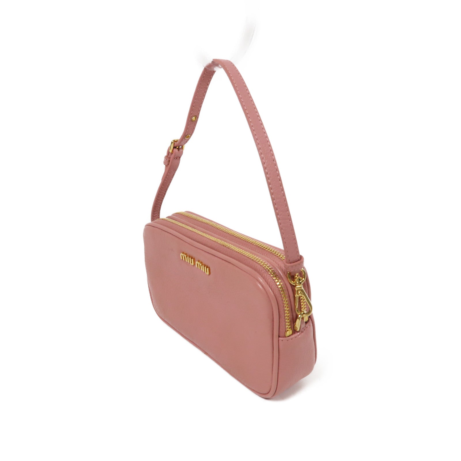 Miu Miu 牛皮皮革Handbag金扣手挽袋粉紅色