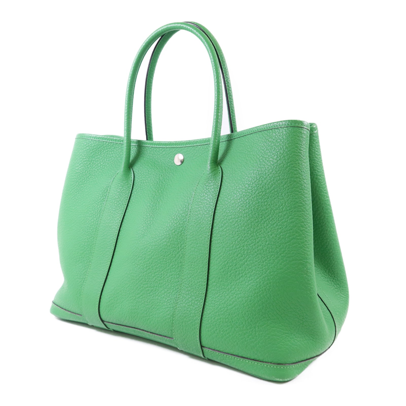 HERMES Negonda皮革Garden Party PM銀扣手挽袋Bambou