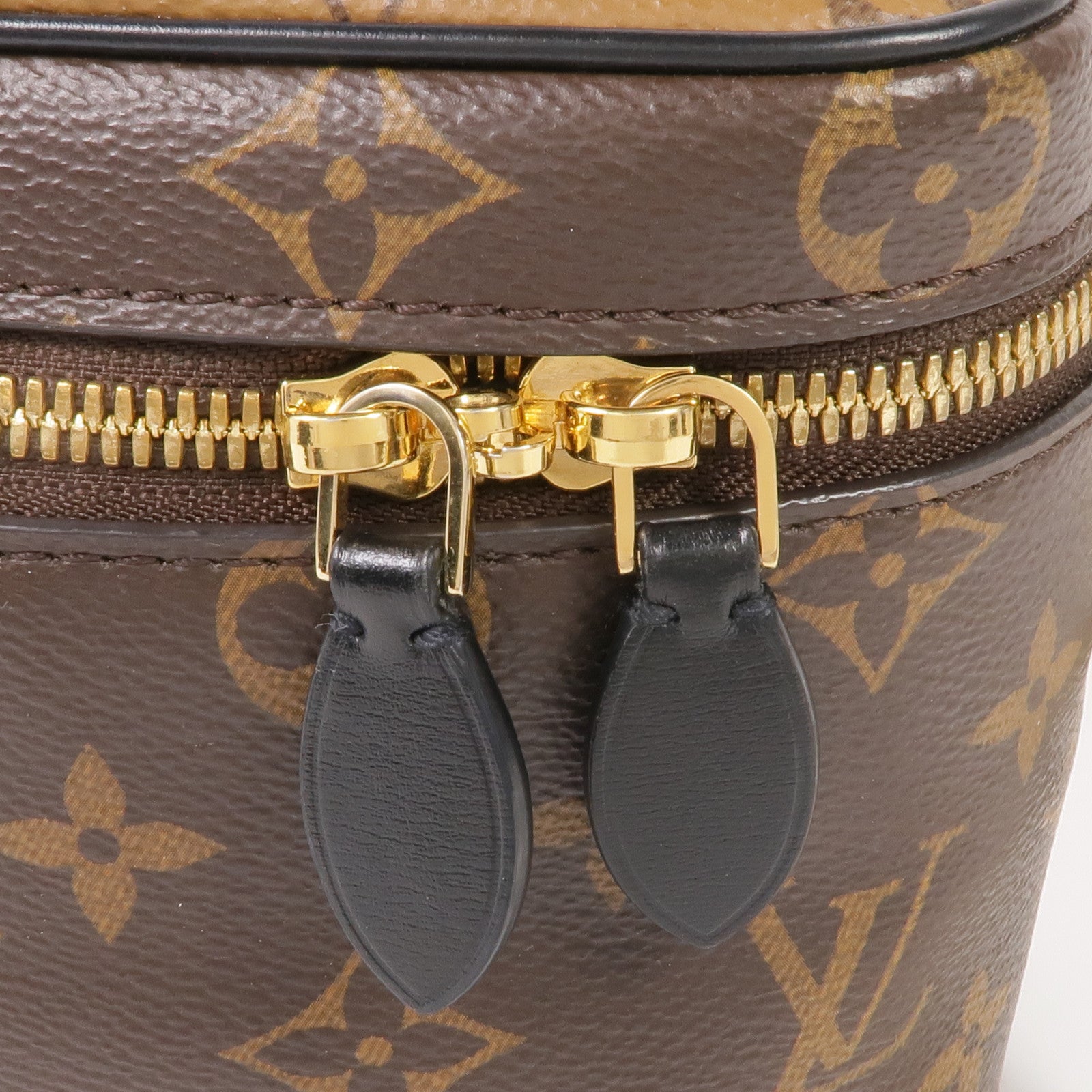 LOUIS VUITTON Monogram/Monogram Reverse Vanity PM金扣手挽肩背兩用袋棕色
