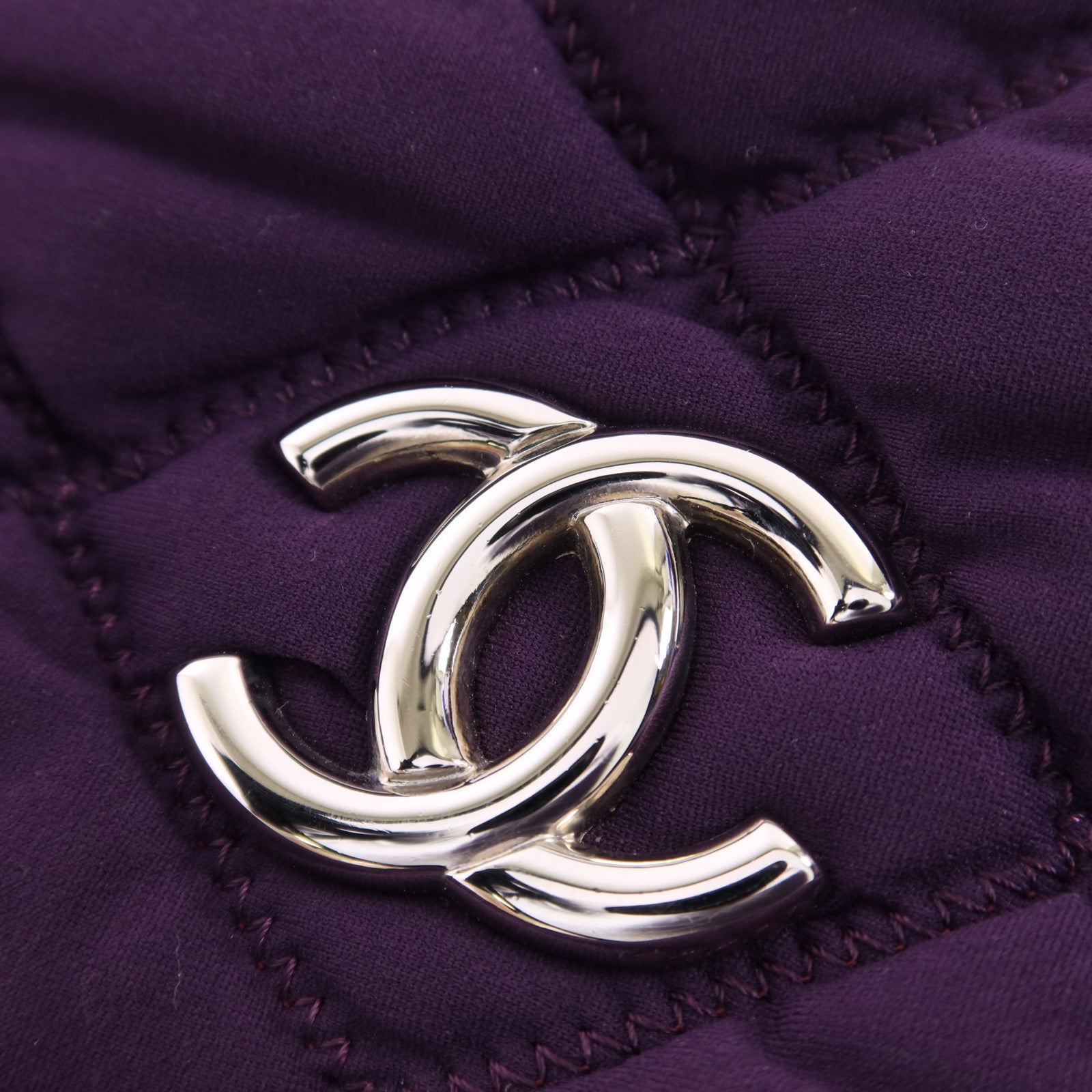 CHANEL 布料Shoulder Bag銀扣肩背袋