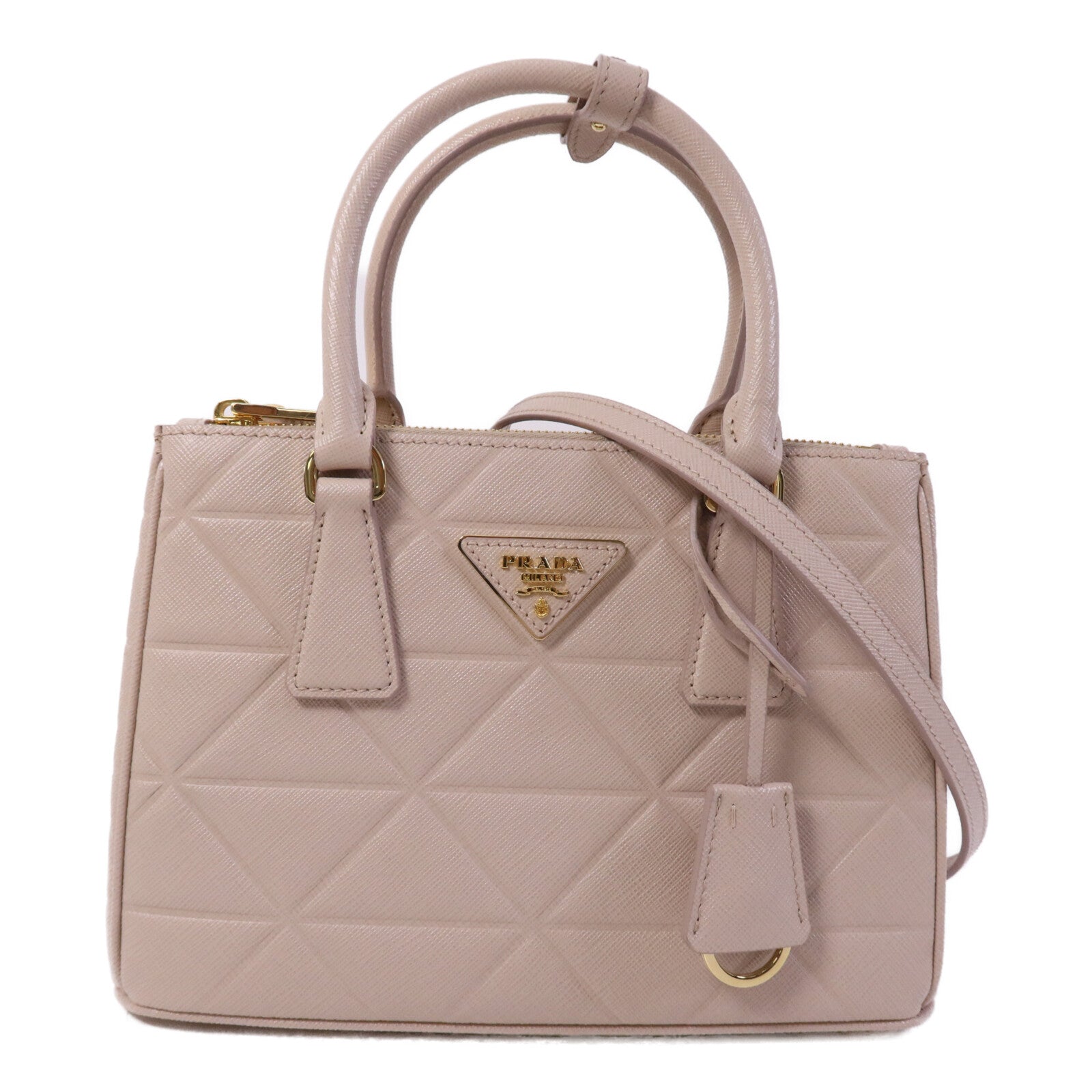 PRADA 牛皮皮革Galleria Saffiano金扣手挽肩背兩用袋