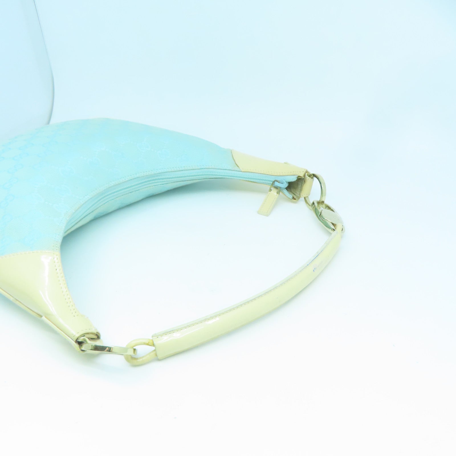 GUCCI 【激減優惠】帆布Shoulder Bag金扣手挽袋綠松石色