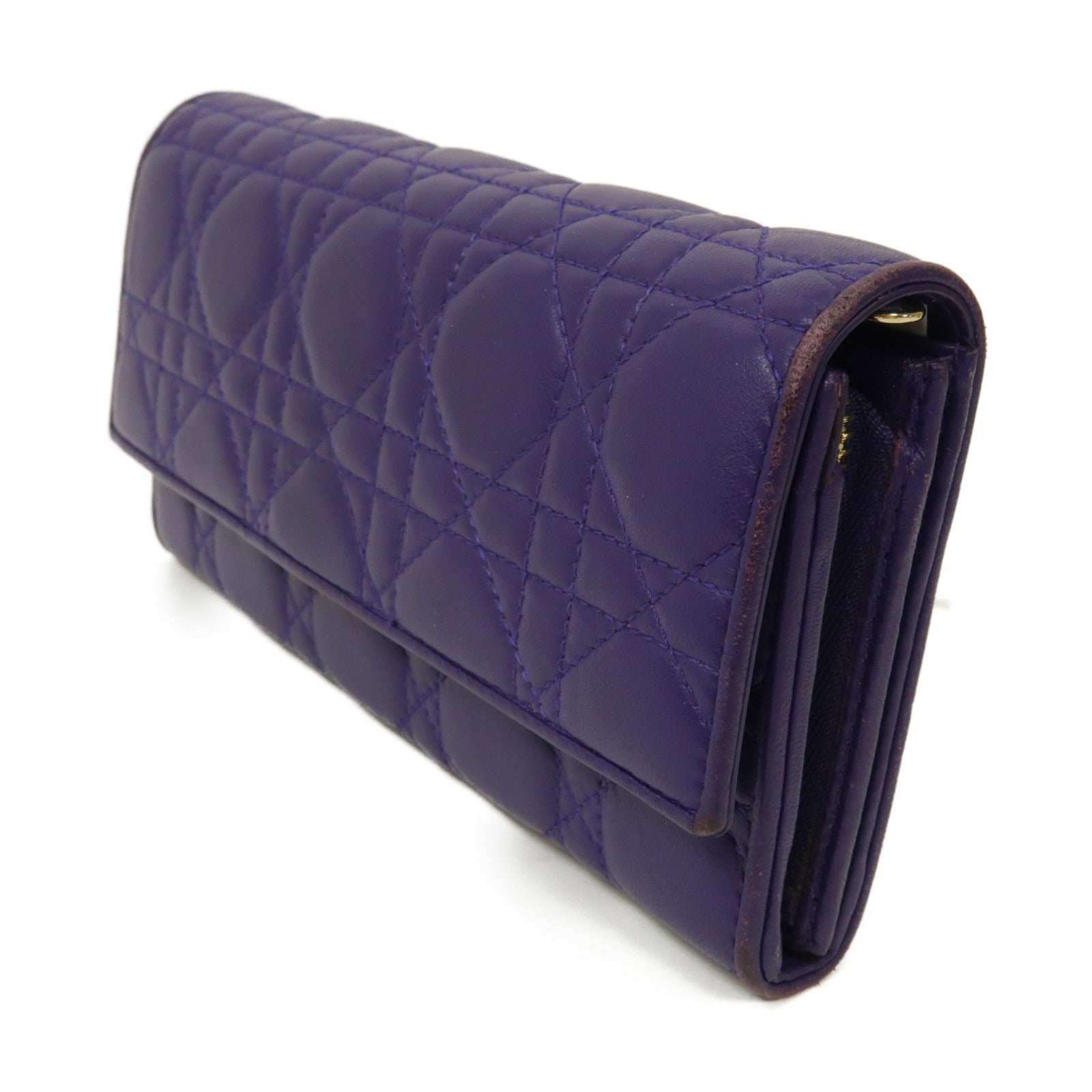 Dior 羊皮皮革Rendez Vous Wallets長錢包紫色