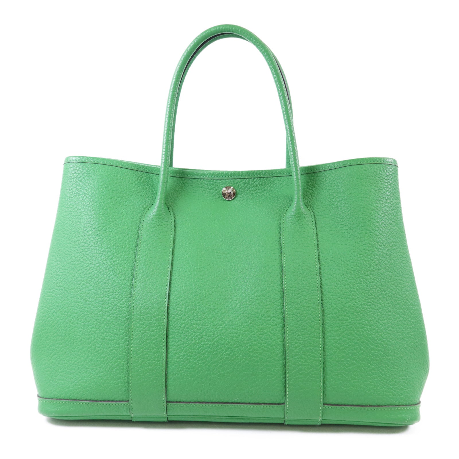 HERMES Negonda皮革Garden Party PM銀扣手挽袋Bambou