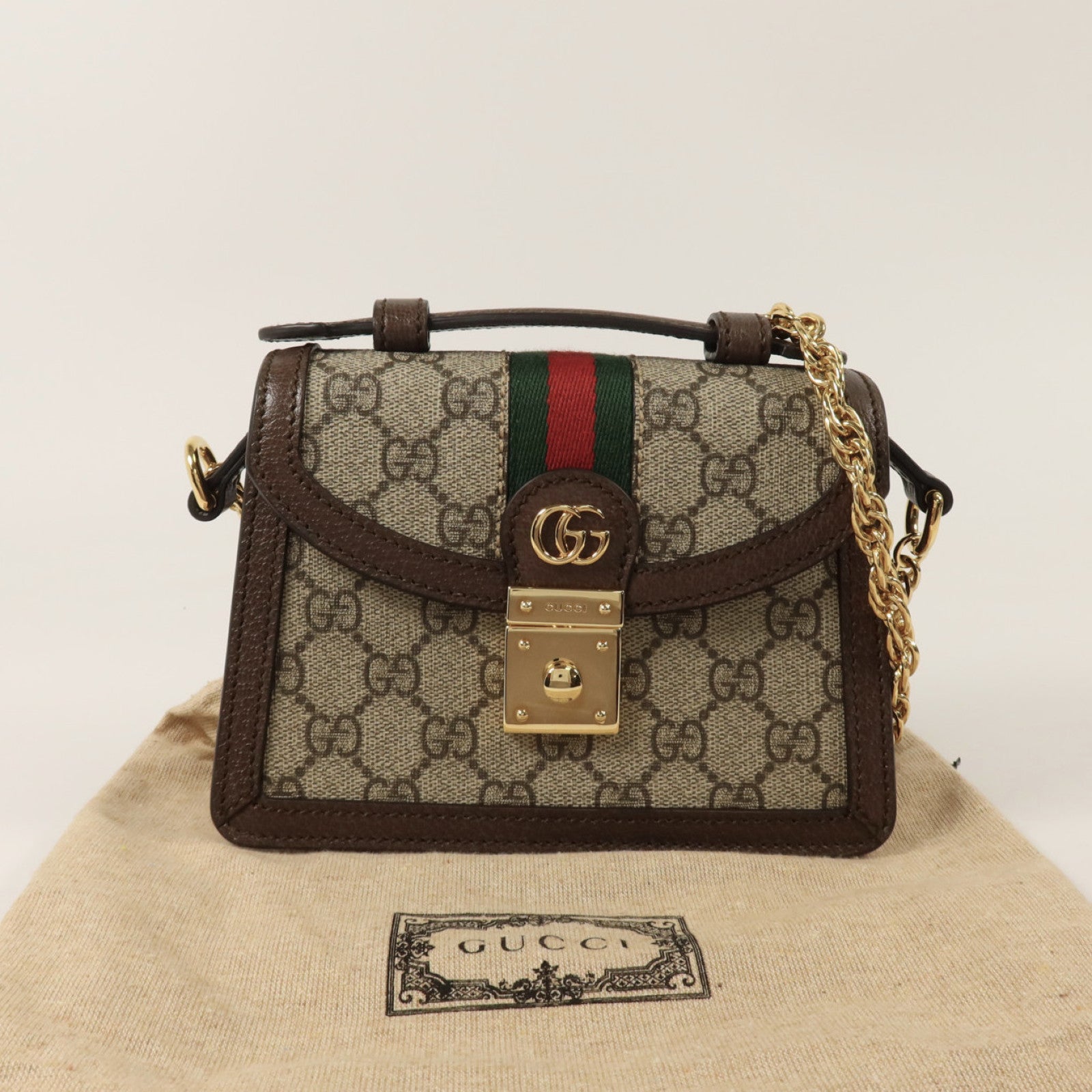 GUCCI 塗層帆布Ophidia GG Mini金扣手挽肩背兩用袋