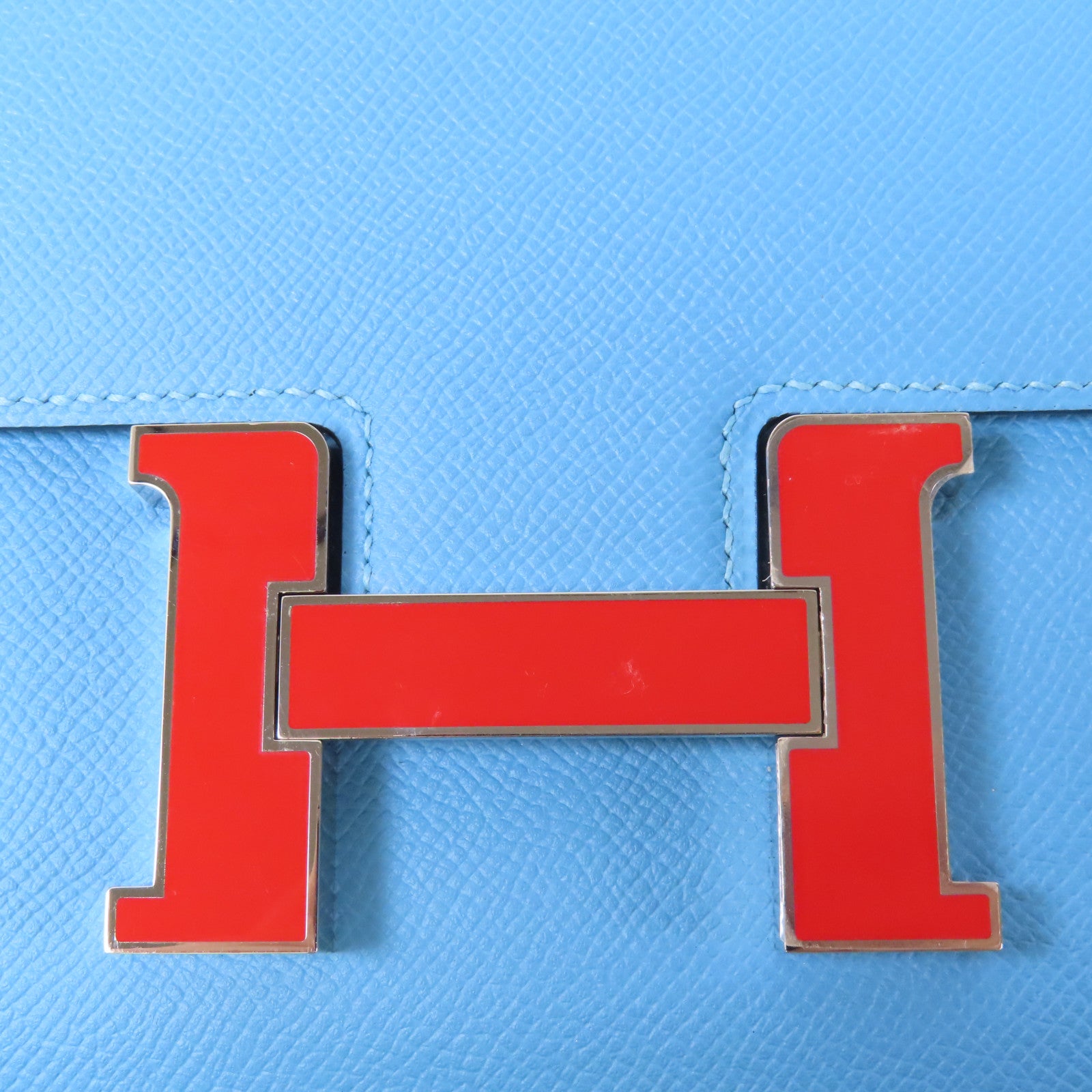 HERMES 【激減優惠】Epsom皮革Constance 24銀扣肩背袋Bleu Du Nord