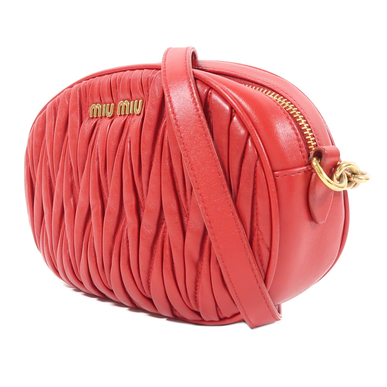 Miu Miu 牛皮皮革Shoulder Bag金扣鏈帶肩背袋