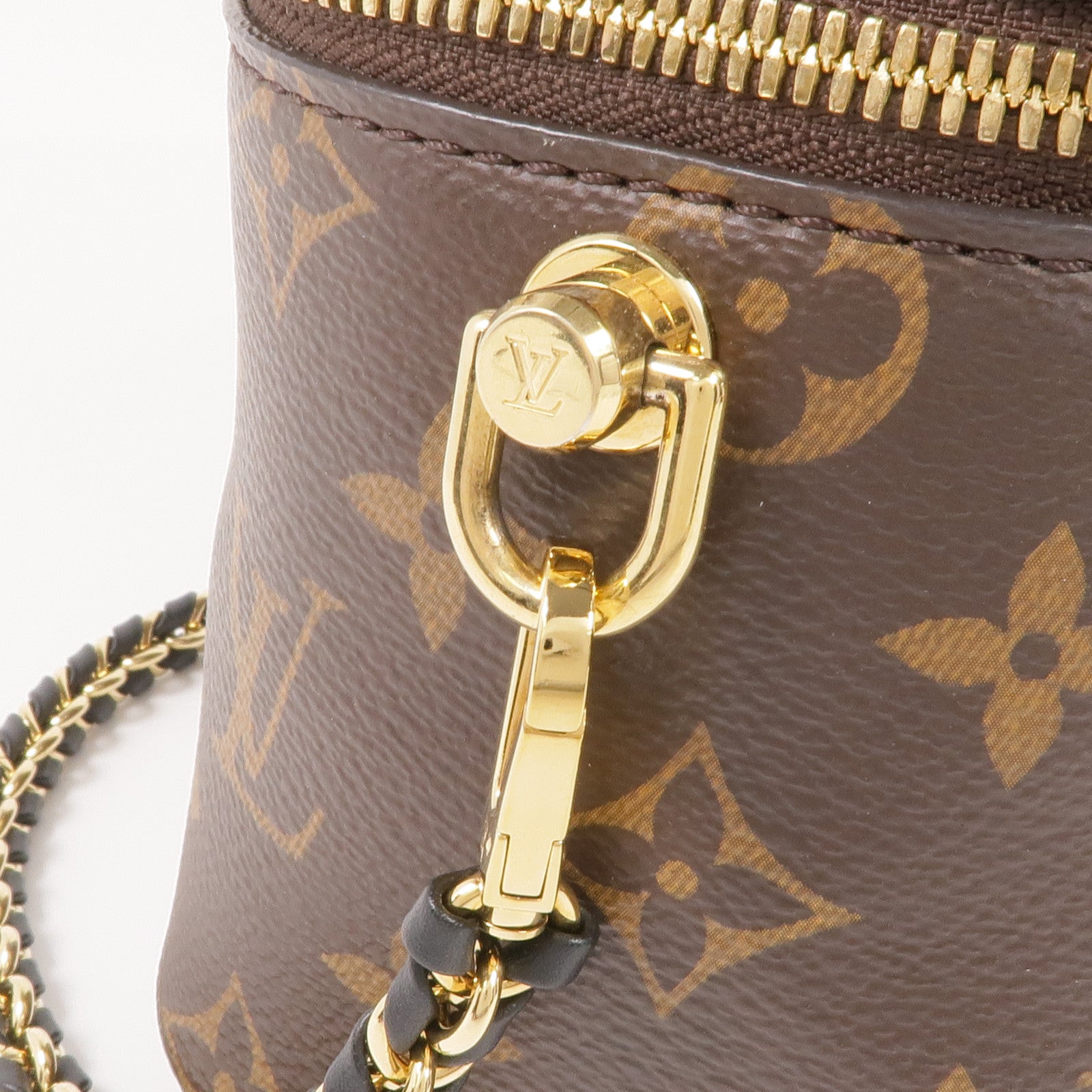 LOUIS VUITTON Monogram/Monogram Reverse Vanity PM金扣手挽肩背兩用袋棕色
