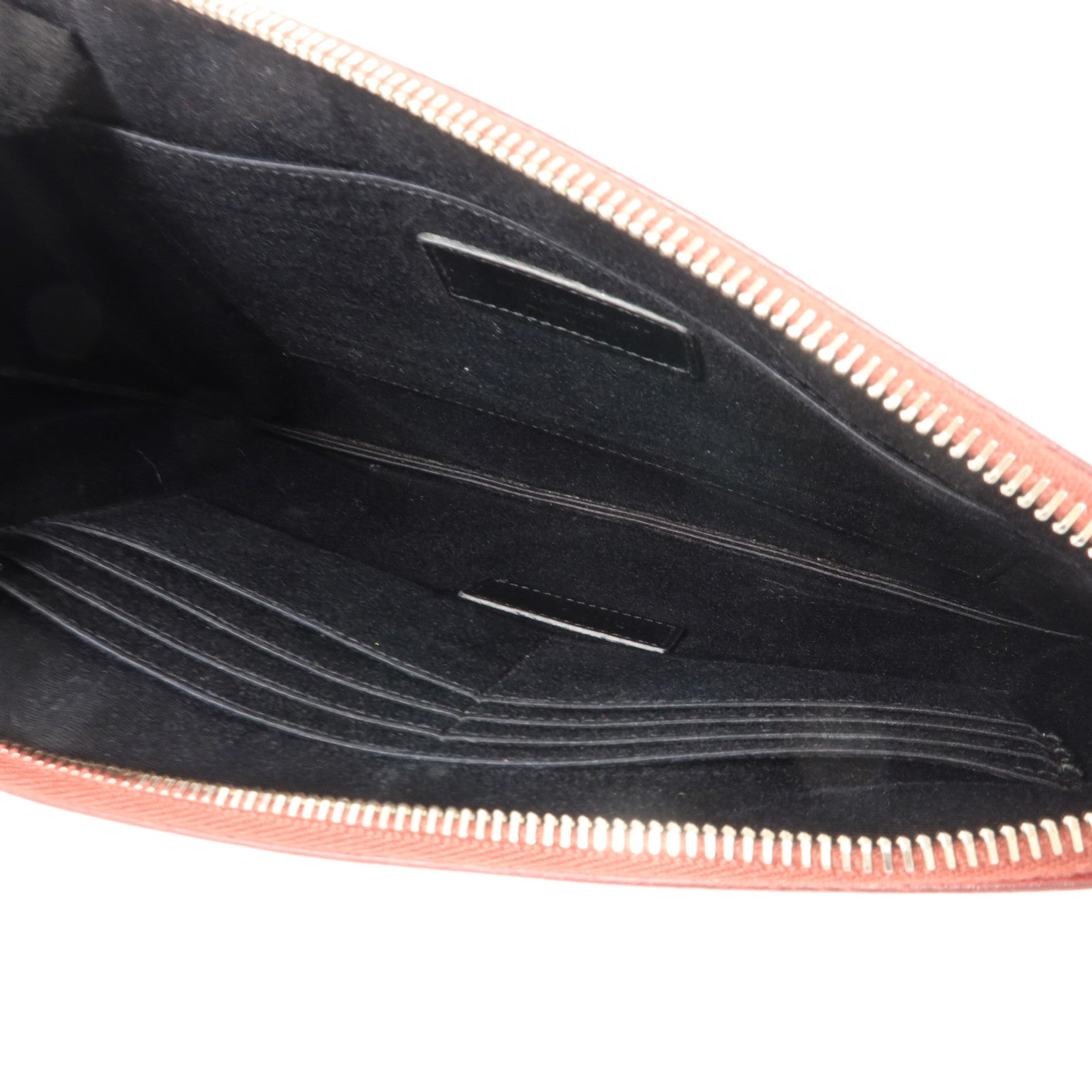 SAINT LAURENT 牛皮皮革Pouch銀扣手拿包