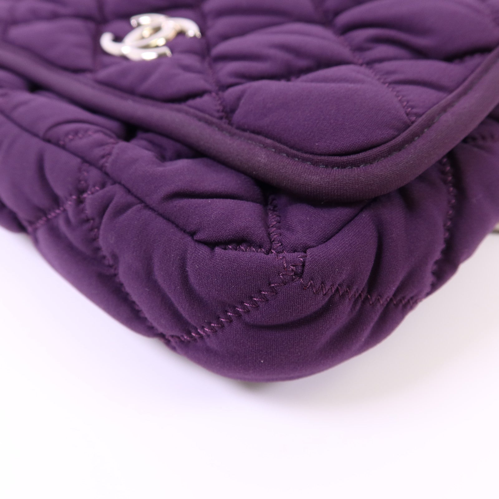 CHANEL 布料Shoulder Bag銀扣肩背袋