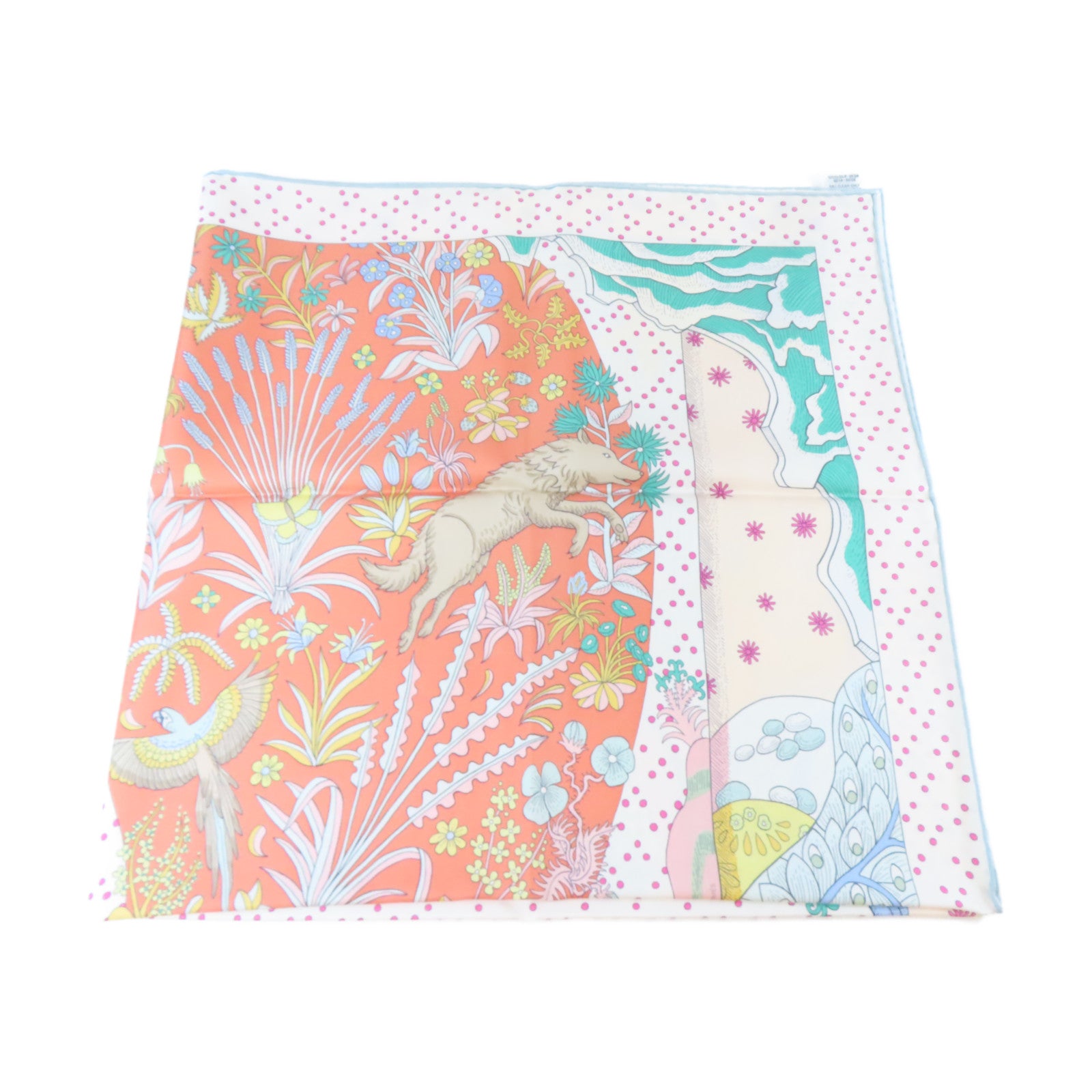 HERMES 絲質Scarf絲巾白色/淺藍色/粉紅色/橙色