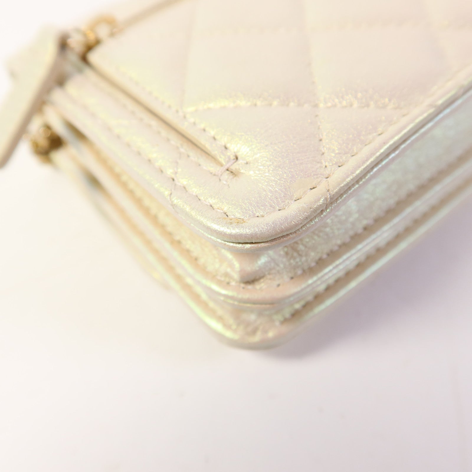 CHANEL 牛皮皮革Mini WOC Wallet On Chain金扣鏈帶肩背袋