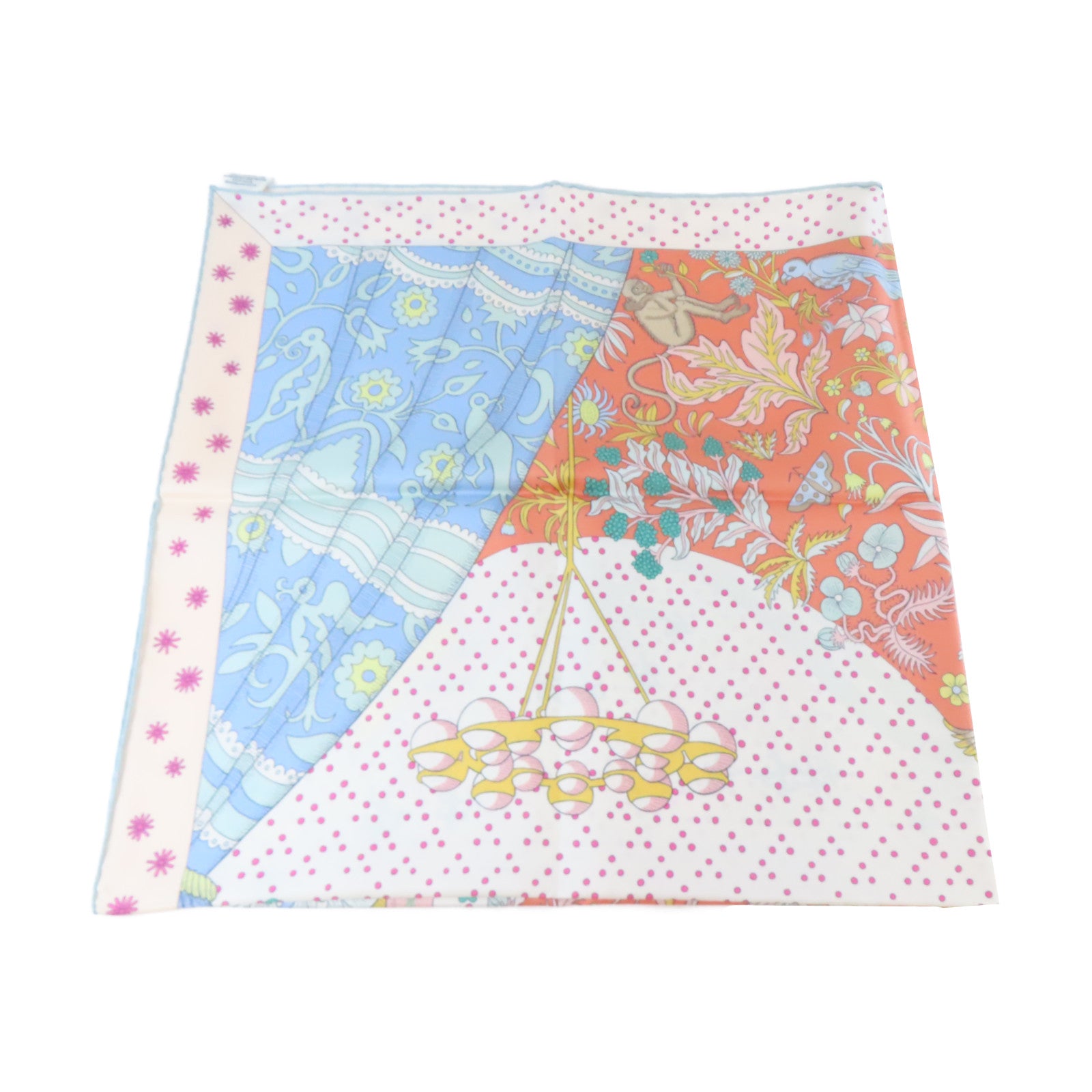 HERMES 絲質Scarf絲巾白色/淺藍色/粉紅色/橙色