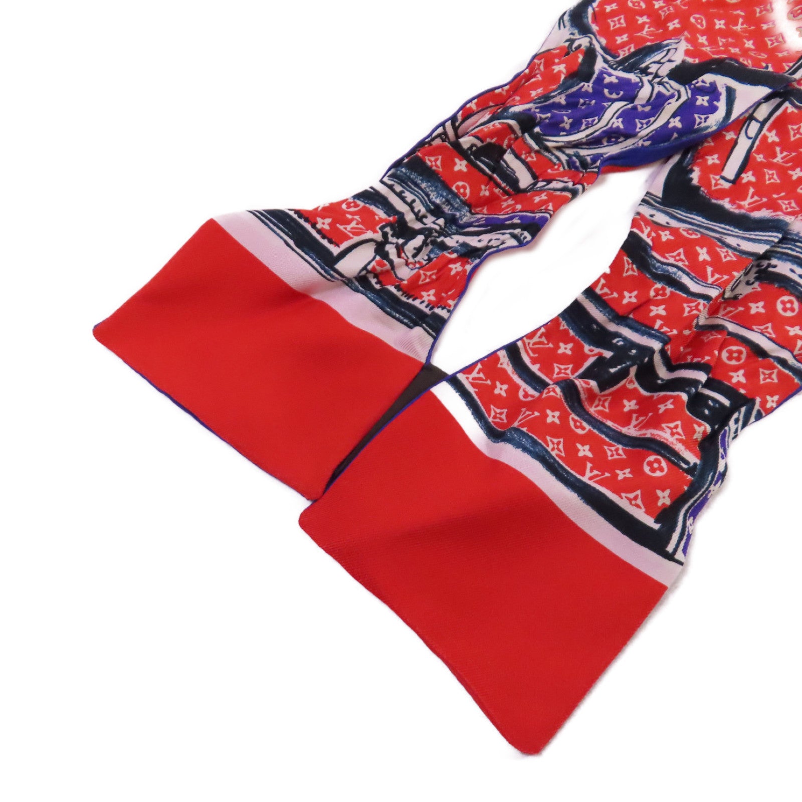 LOUIS VUITTON 絲質Band Trunks Monogram Scarf絲巾紅色/彩色