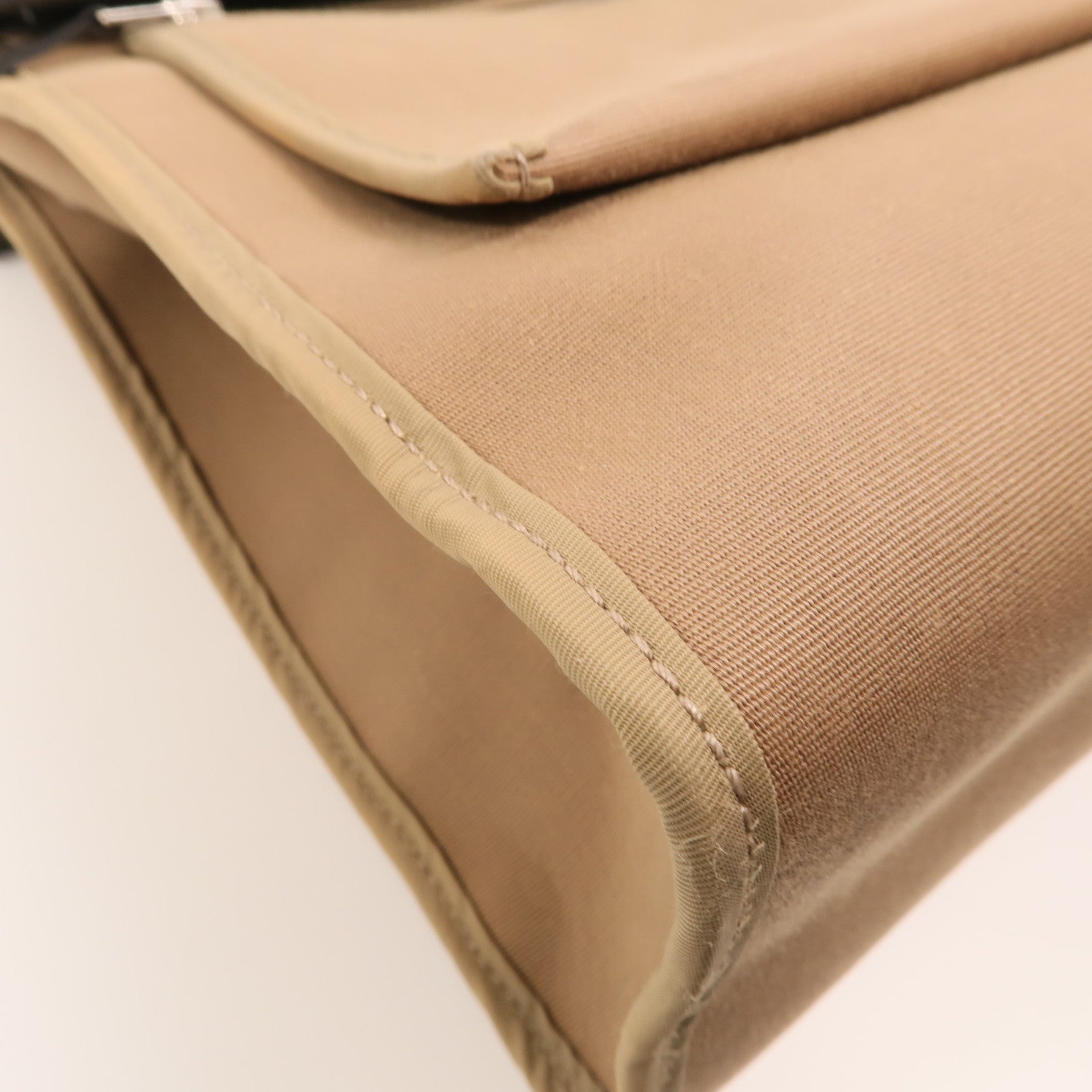 HERMES 帆布Herbag PM銀扣手挽肩背兩用袋Etoupe