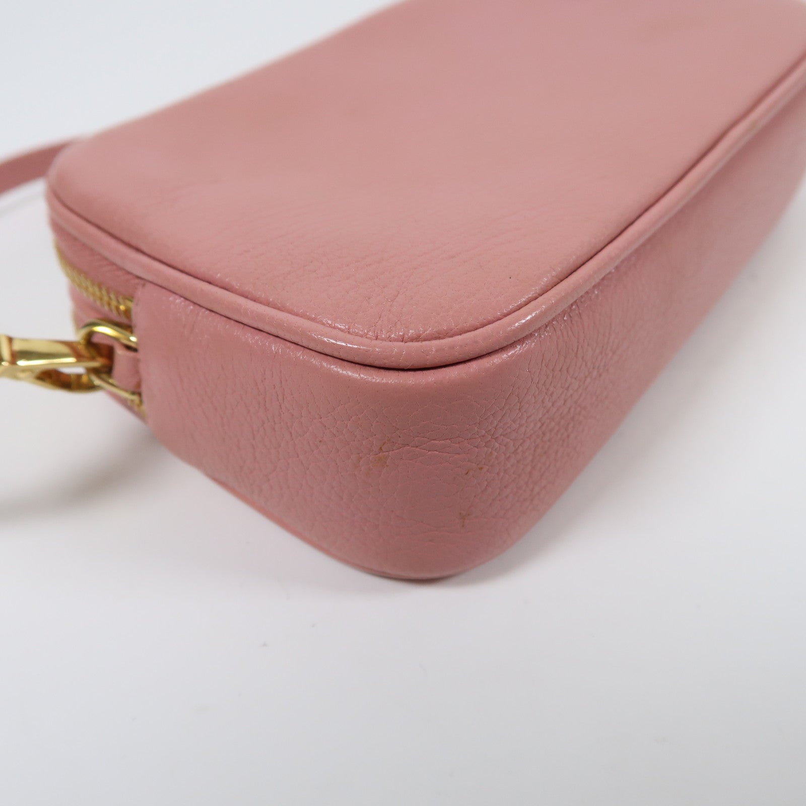 Miu Miu 牛皮皮革Handbag金扣手挽袋粉紅色