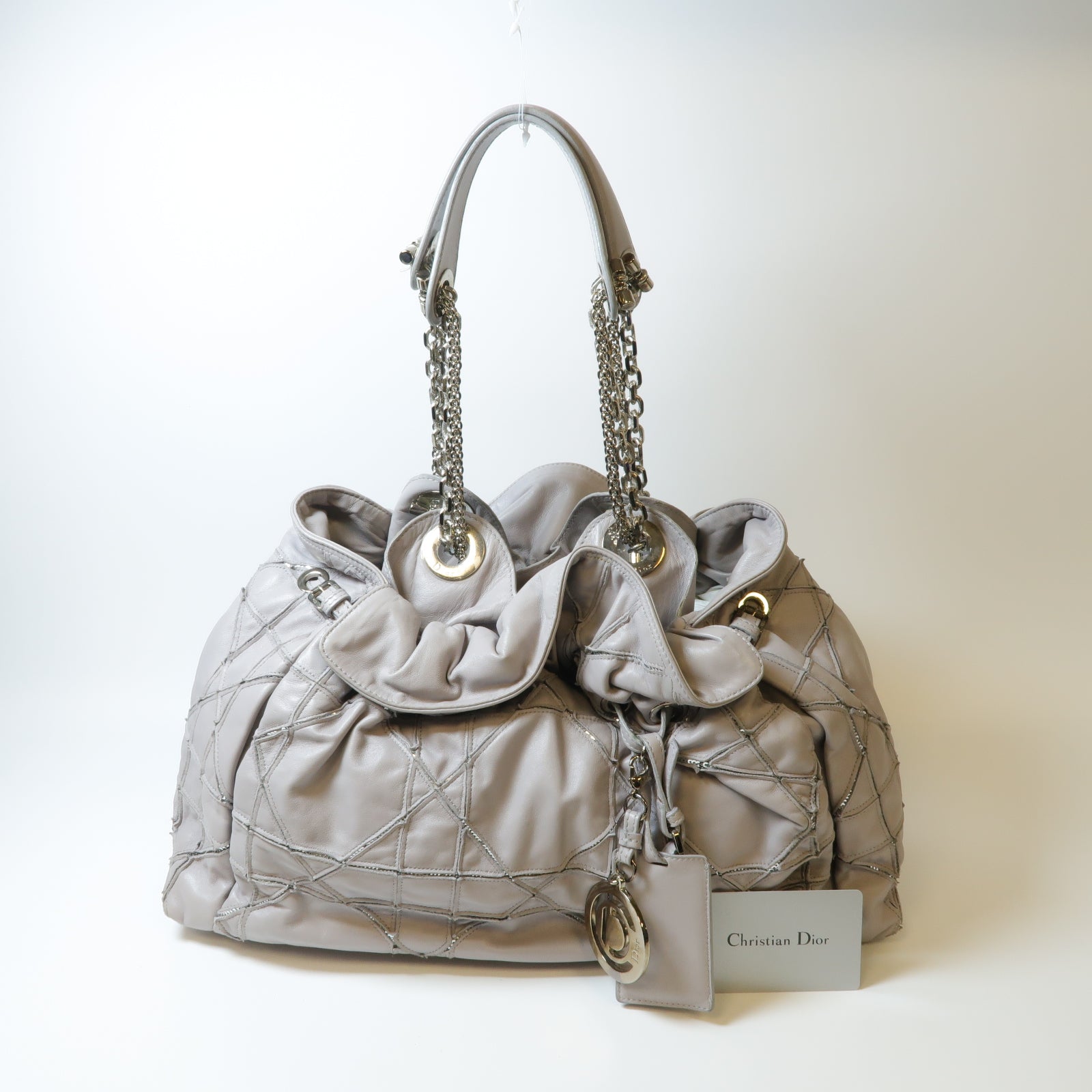Dior 【激減優惠】皮革Chain Shoulder銀扣鏈帶肩背袋淺紫色