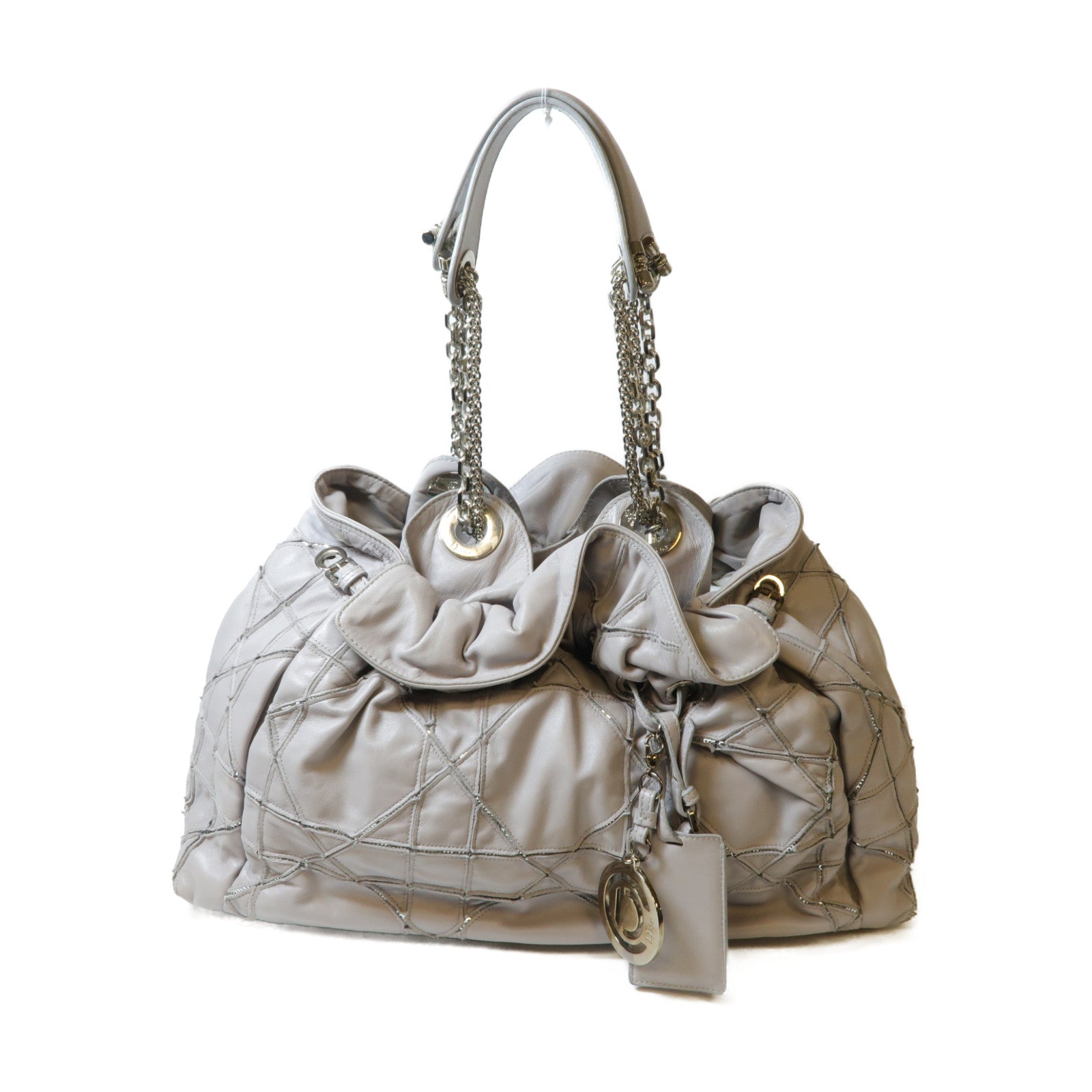 Dior 【激減優惠】皮革Chain Shoulder銀扣鏈帶肩背袋淺紫色