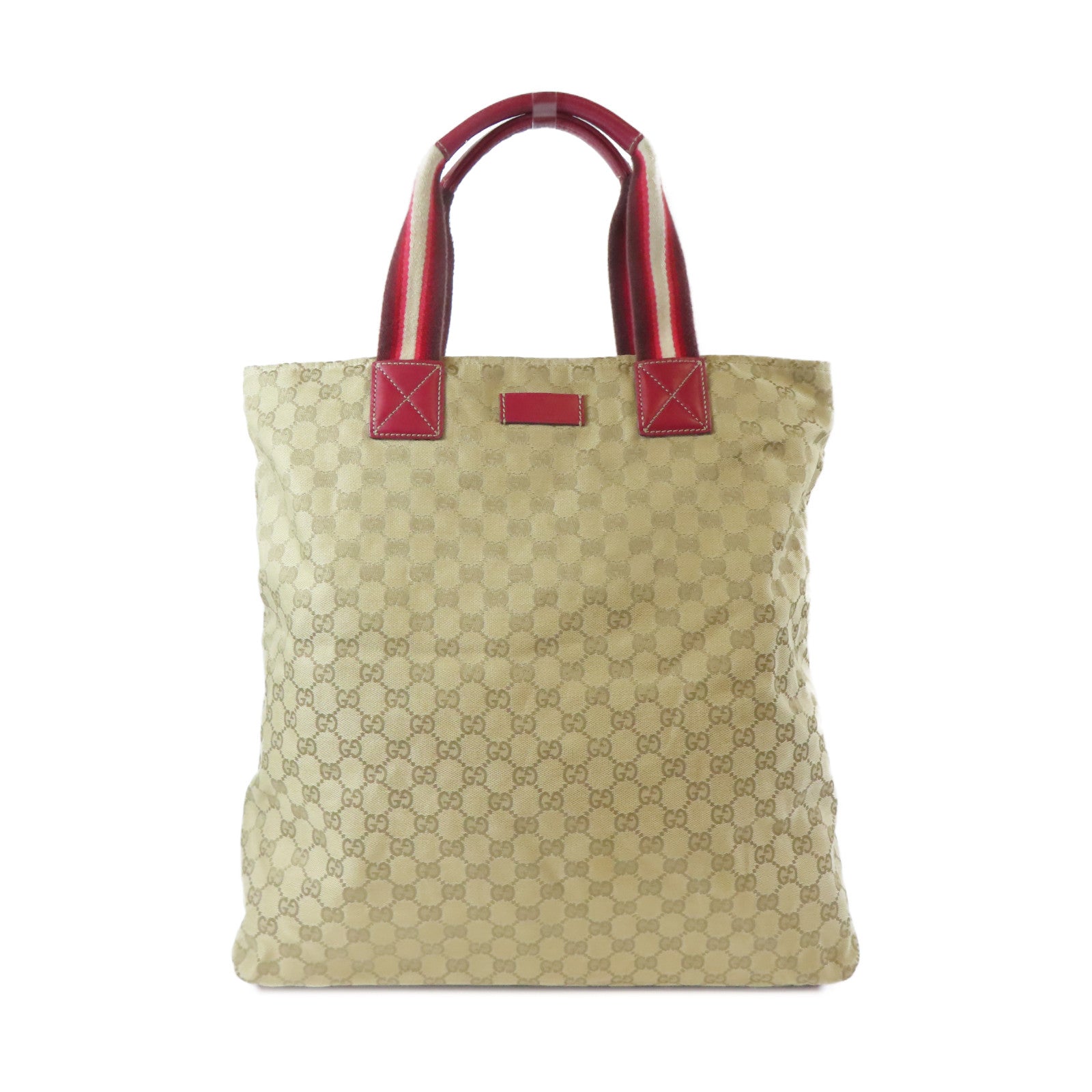 GUCCI 【激減優惠】帆布Totebag銀扣手挽袋啡色/紅色
