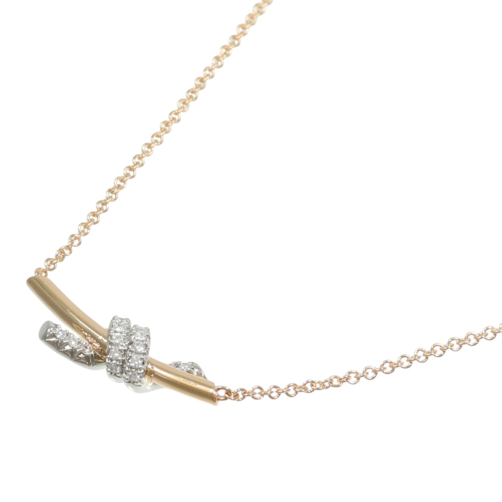 TIFFANY＆CO PT950鉑金/18K玫瑰金Knot Necklace項鍊