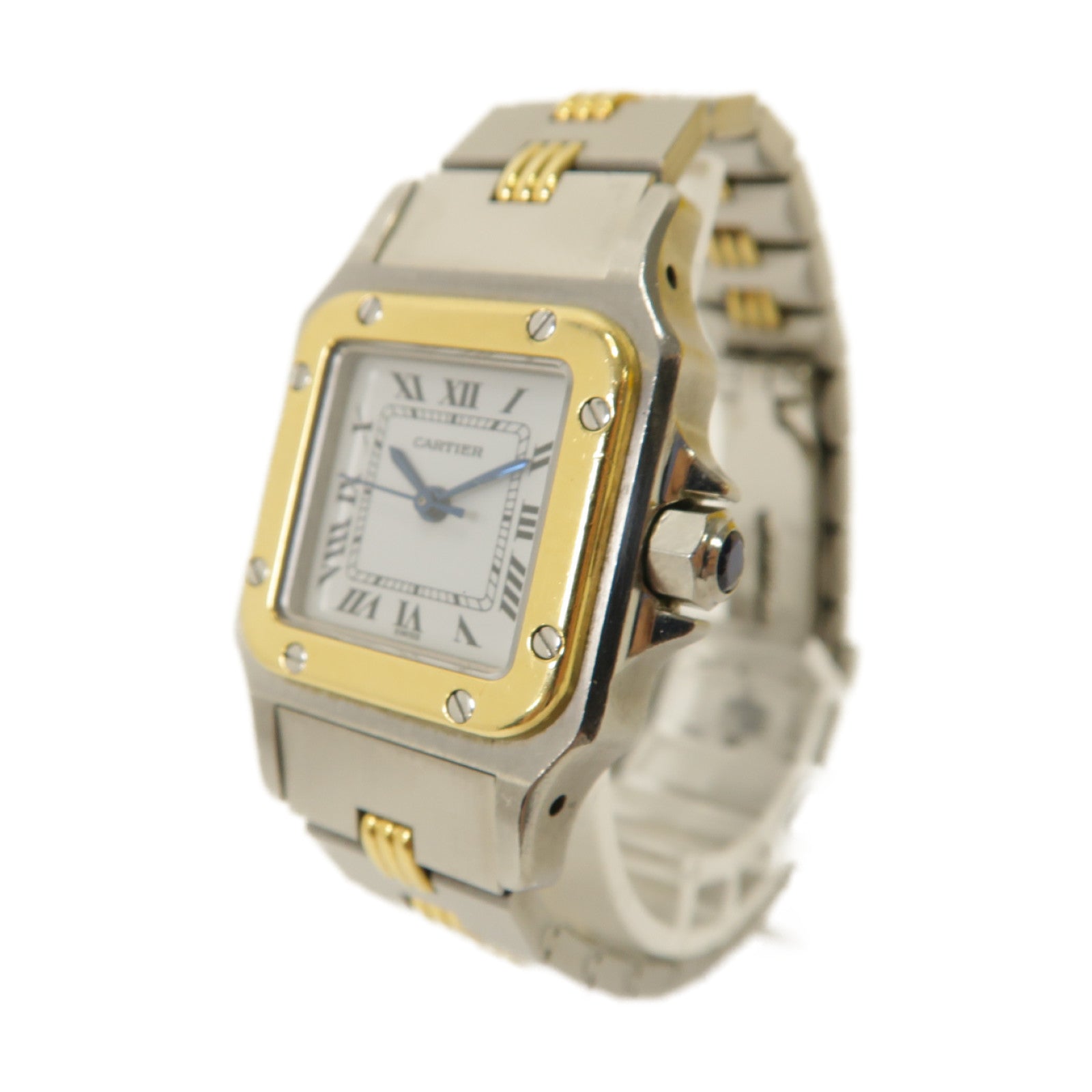 CARTIER Santos 18K黃金/不鏽鋼手錶自動機芯白色