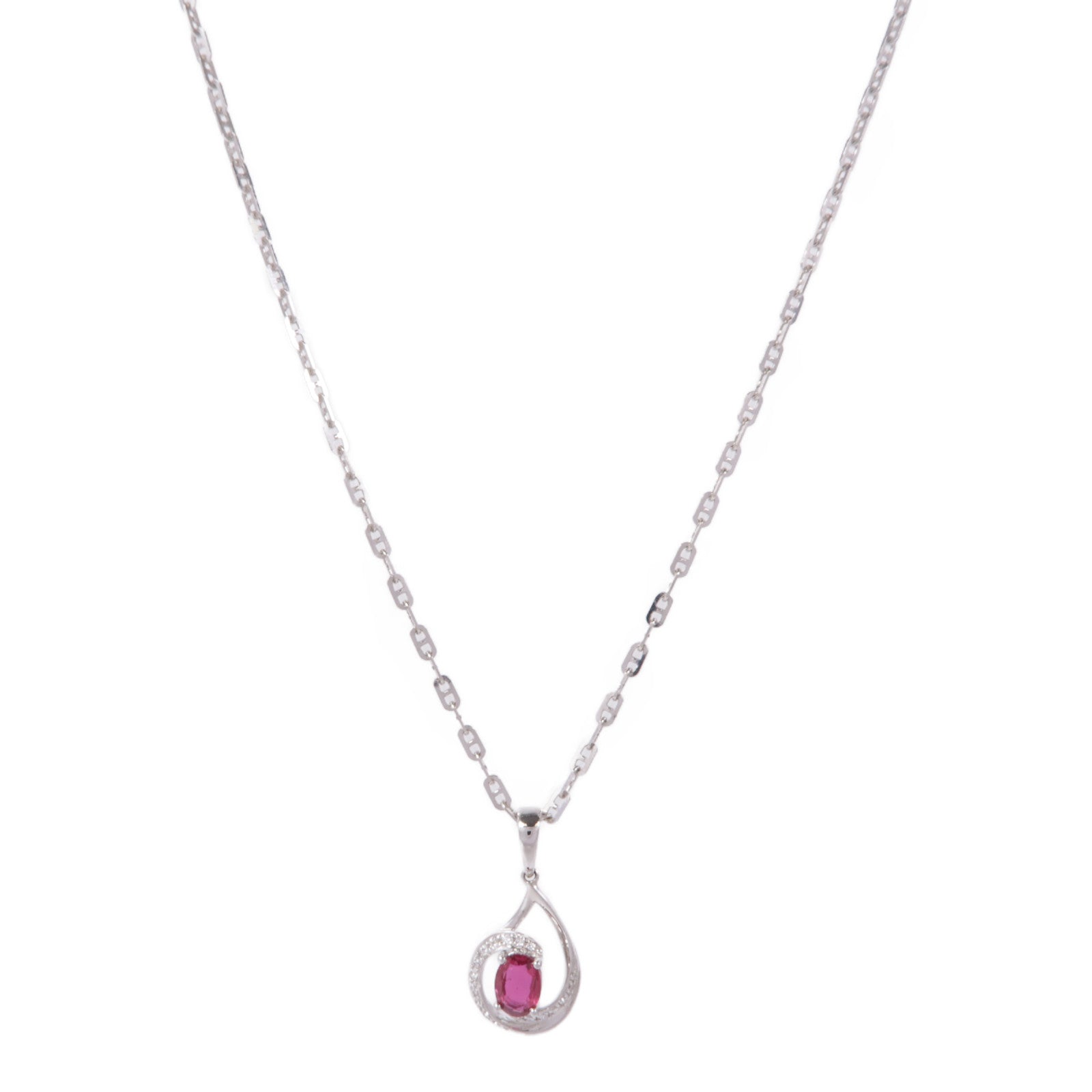 JEWELRY 18K白金Diamond Ruby Necklace鑽石/紅寶石項鍊