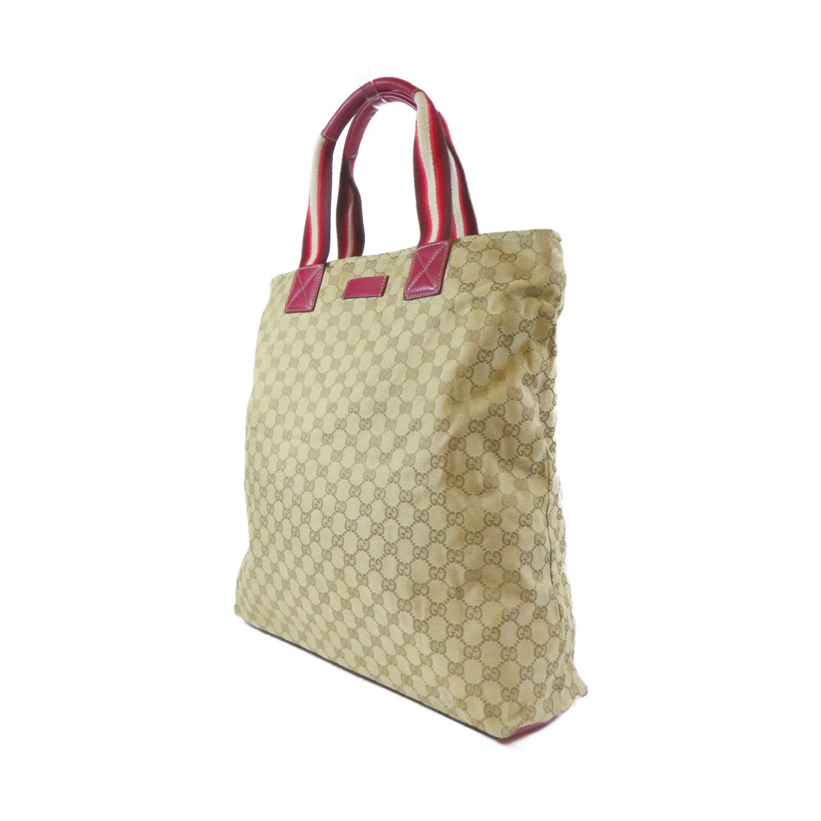 GUCCI 【激減優惠】帆布Totebag銀扣手挽袋啡色/紅色