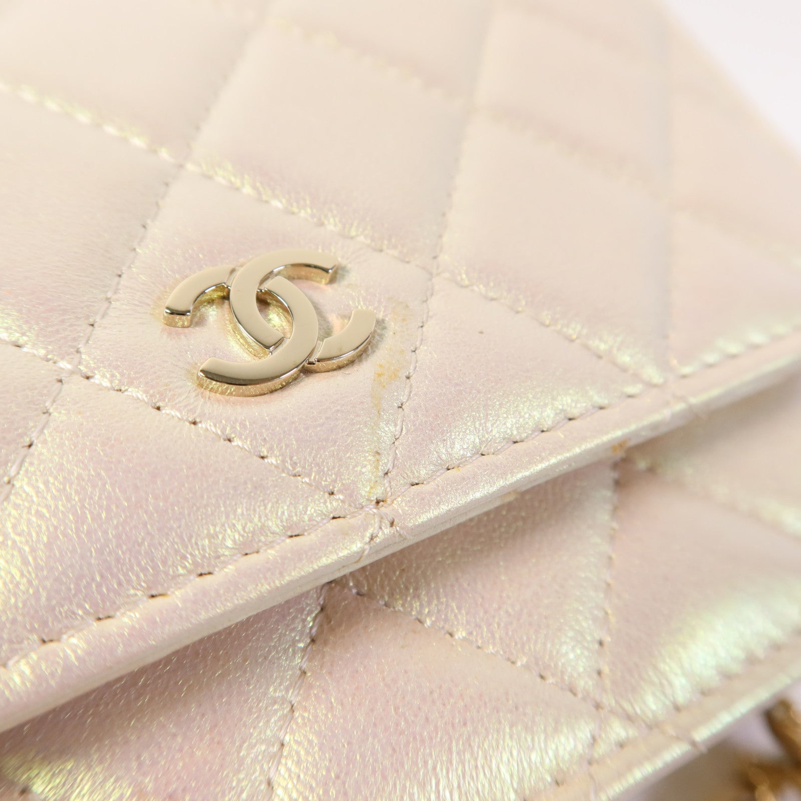 CHANEL 牛皮皮革Mini WOC Wallet On Chain金扣鏈帶肩背袋