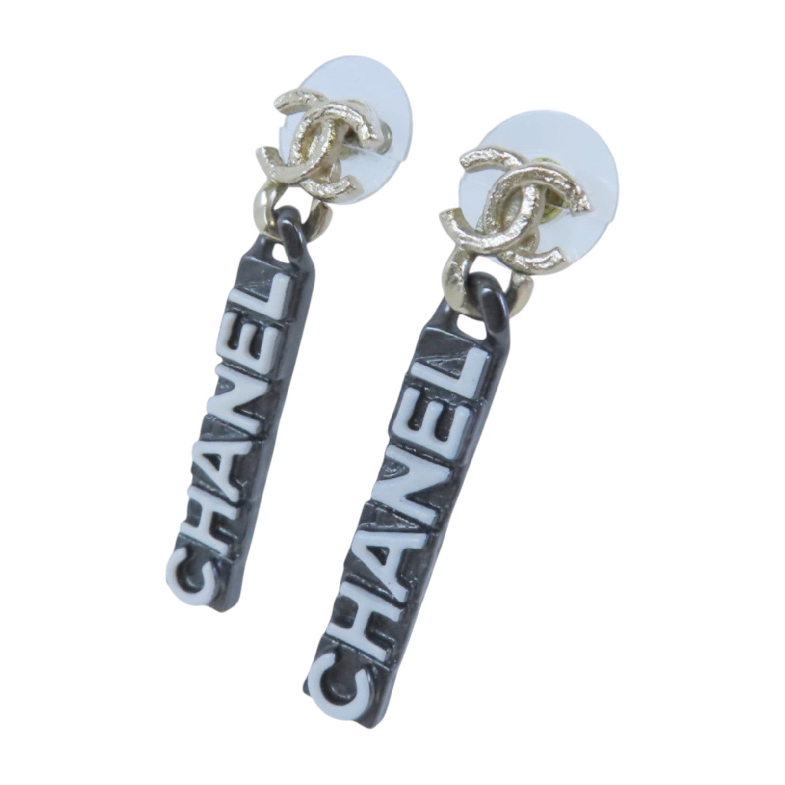 CHANEL 金屬/PVC Earrings金扣耳環