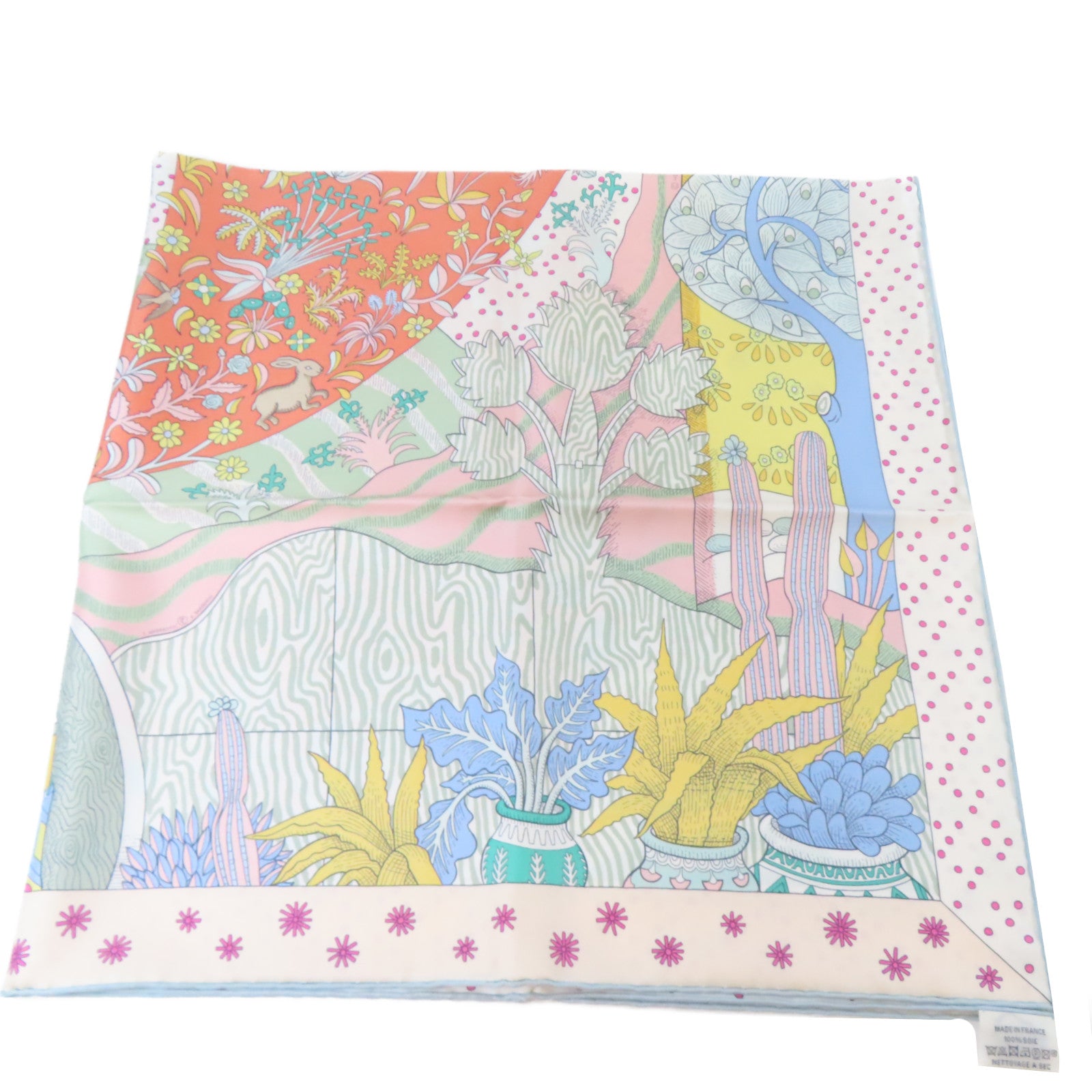 HERMES 絲質Scarf絲巾白色/淺藍色/粉紅色/橙色