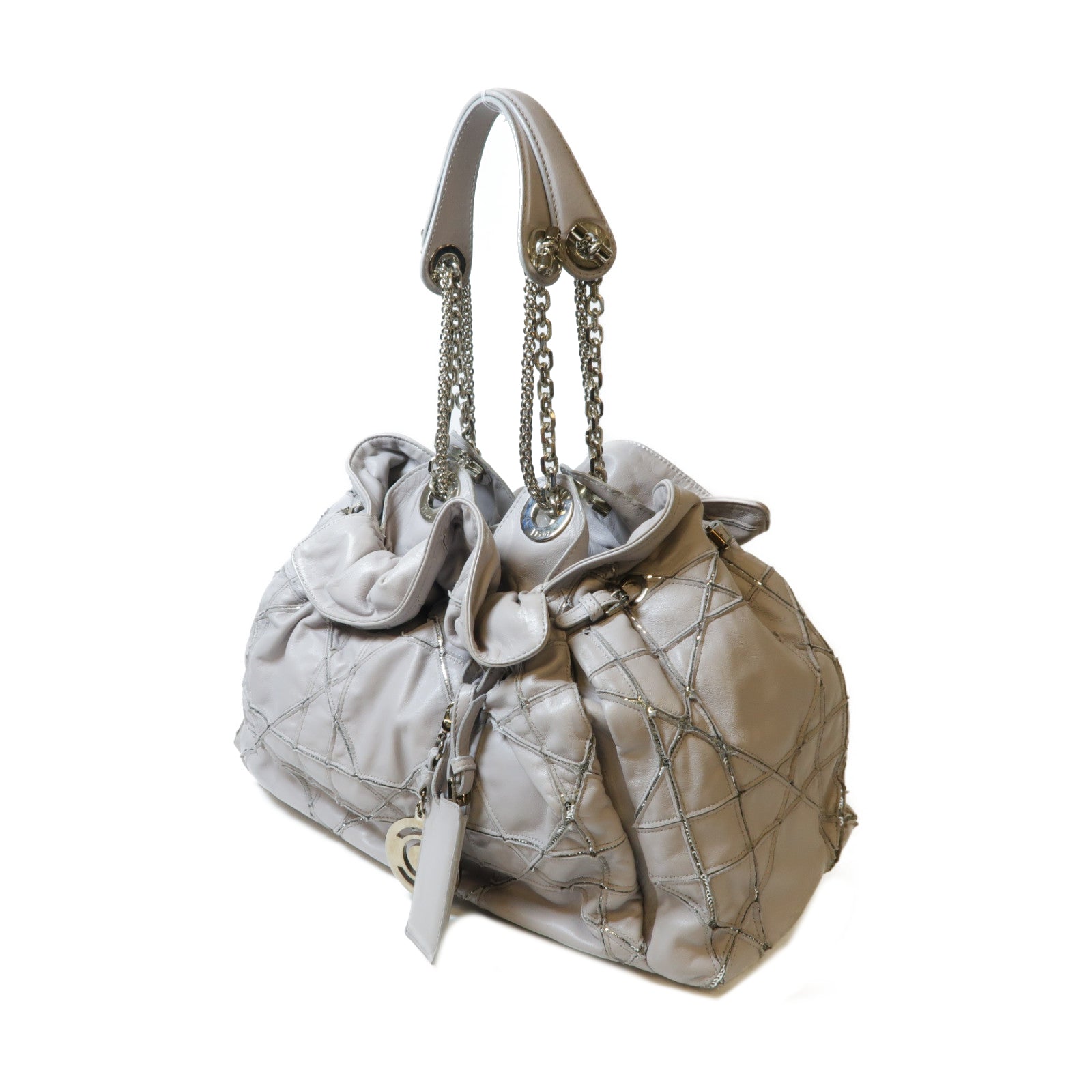 Dior 【激減優惠】皮革Chain Shoulder銀扣鏈帶肩背袋淺紫色